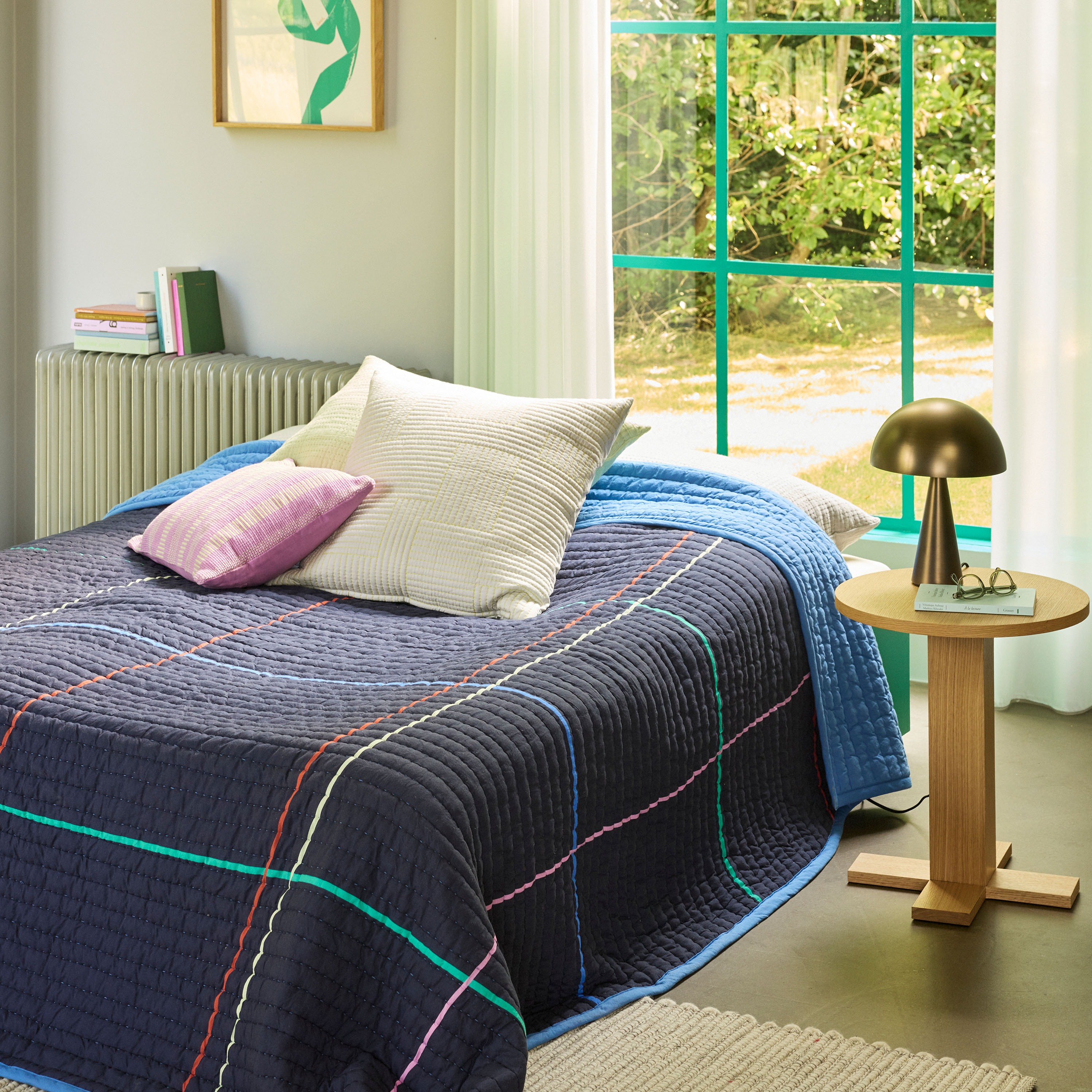 Hübsch Sen Tagesdecke Dark Blue 260x260