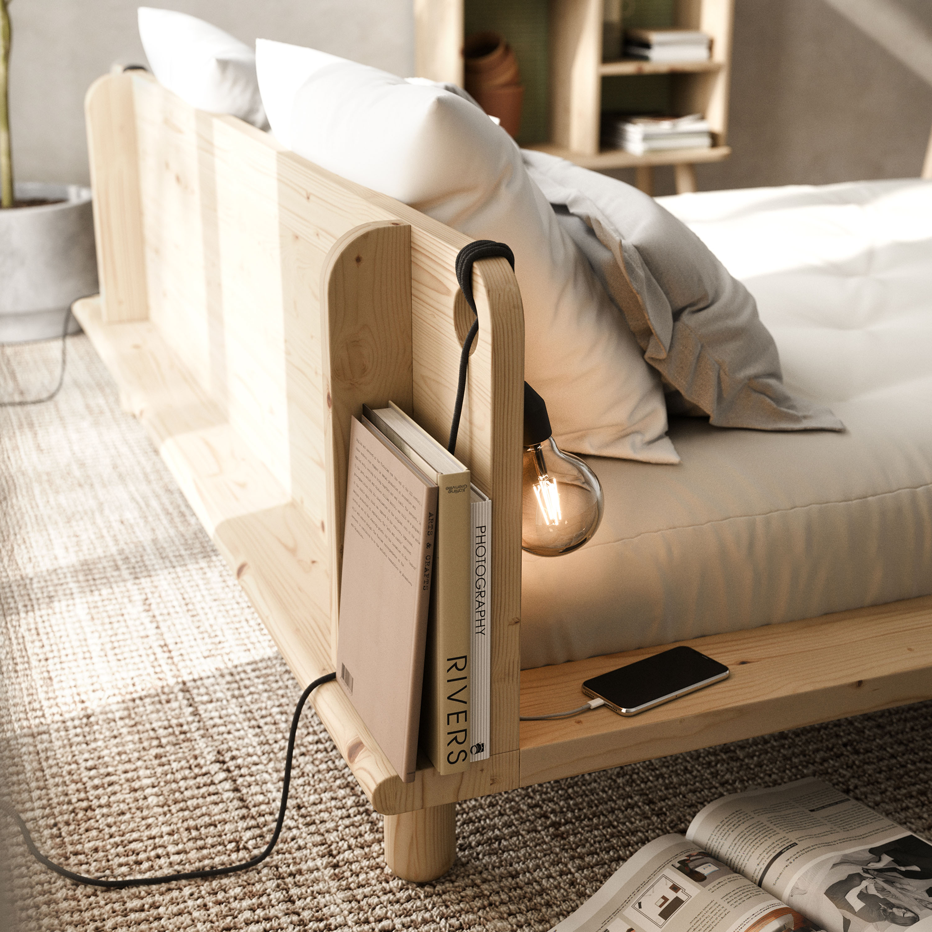 Karup Design Peek Sengeramme Inkl. Sengelampe Natur 180cm