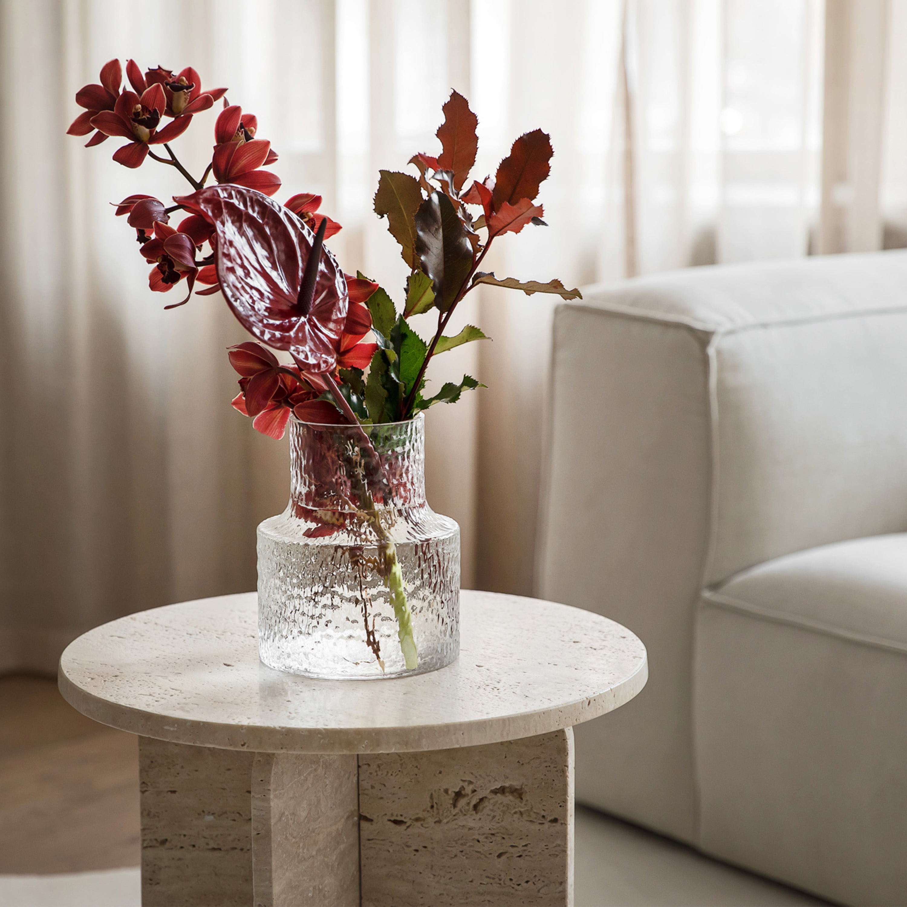 Sleepo Collection Travis Sidobord Travertin Ø50