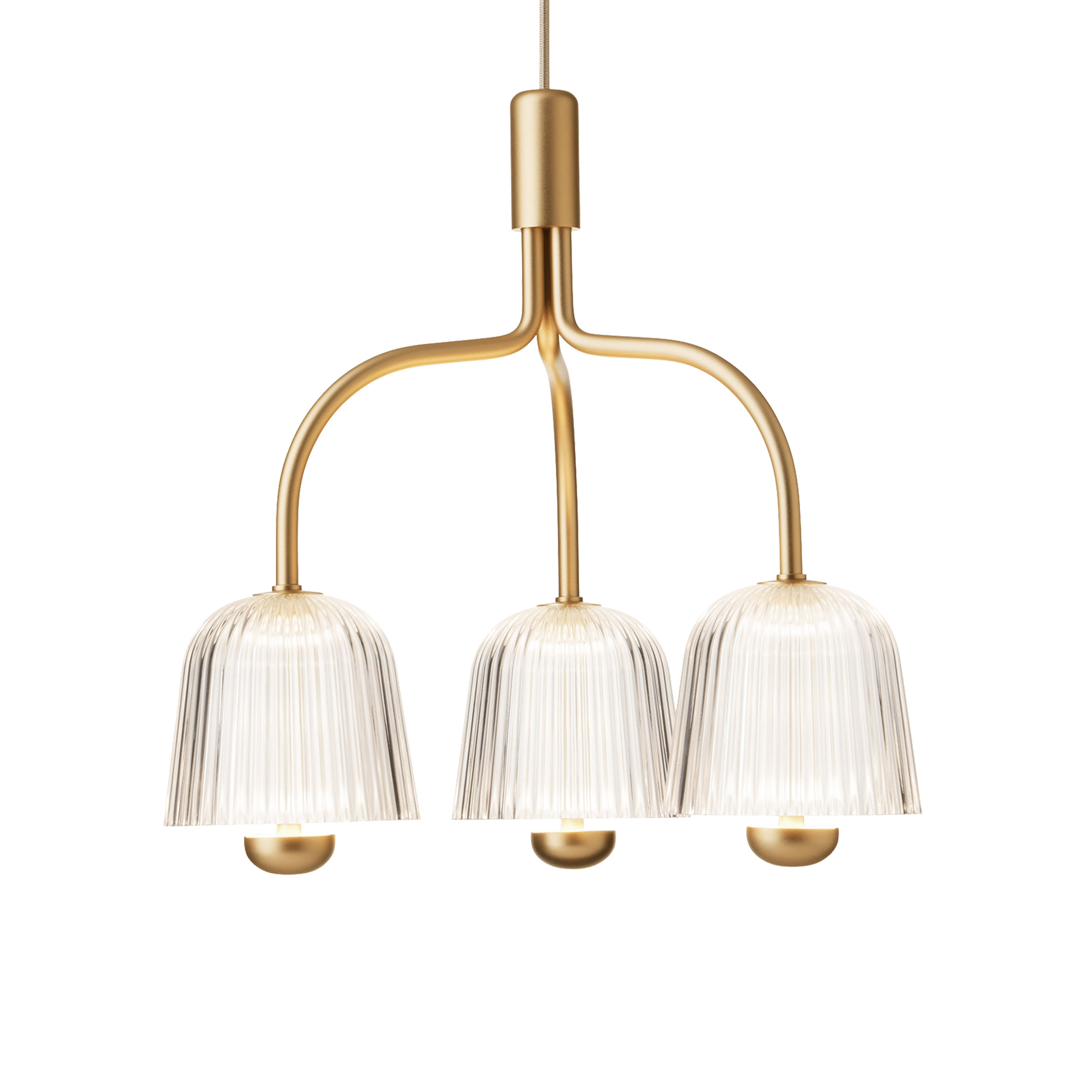Nuura Asteea 3 Taklampa Satin Brass/Ripple Clear