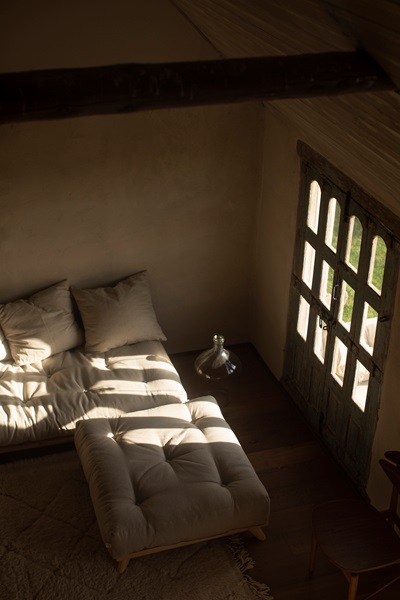 Karup Design Senza Fotskammel Natur/Petrol Blue