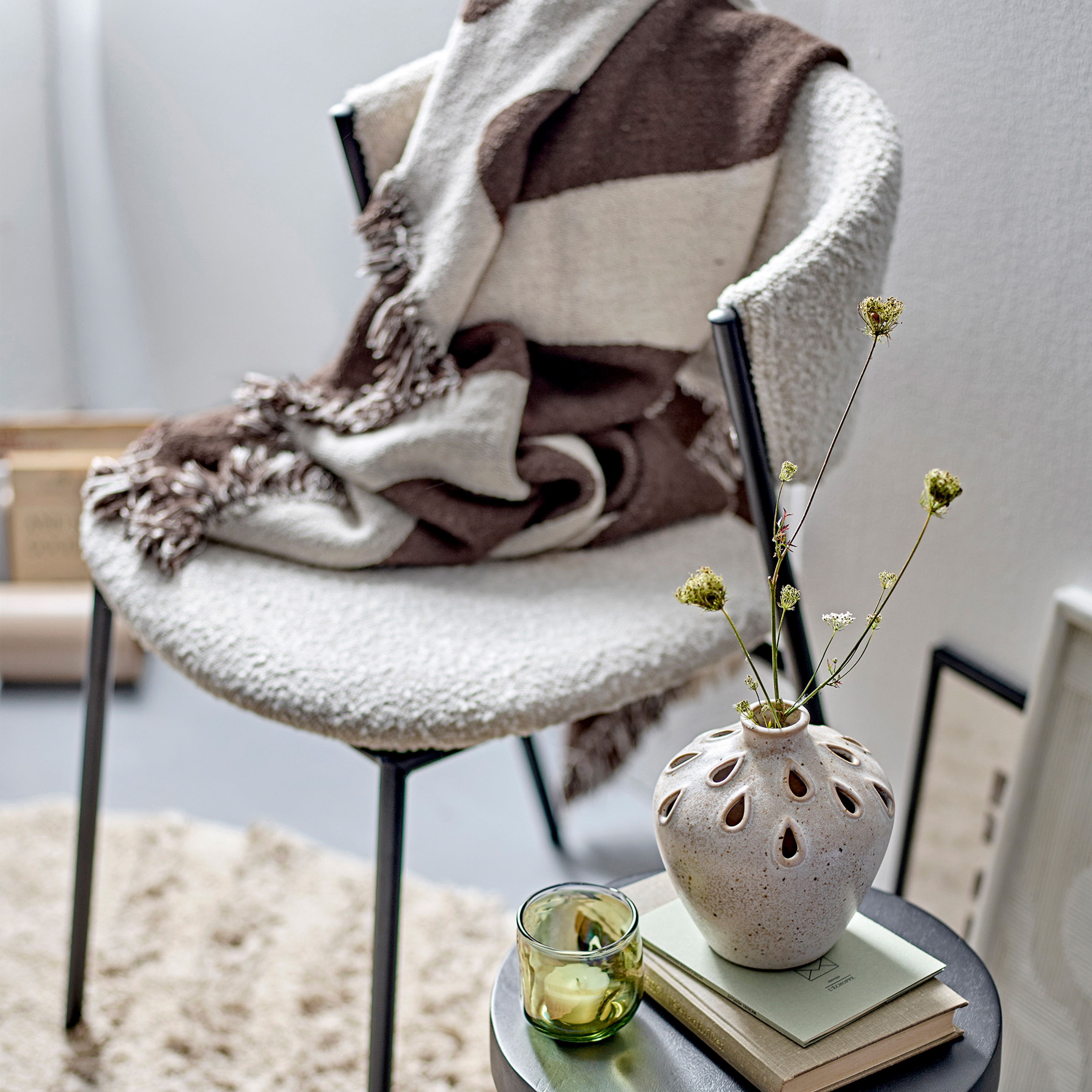 Bloomingville Marlo Matstol Bouclé Hvit