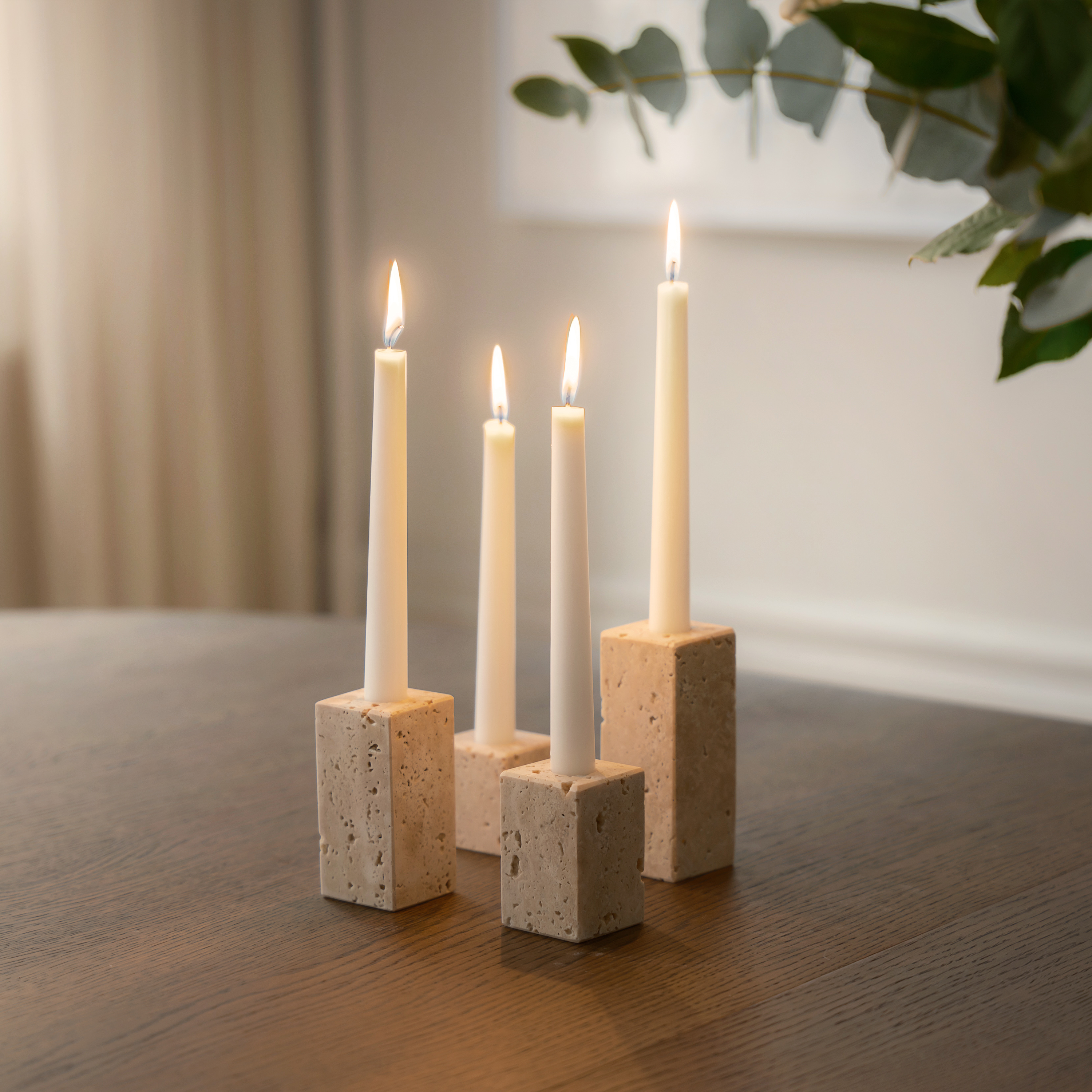 Sleepo Collection Travis lysestake Travertin 4-pakning