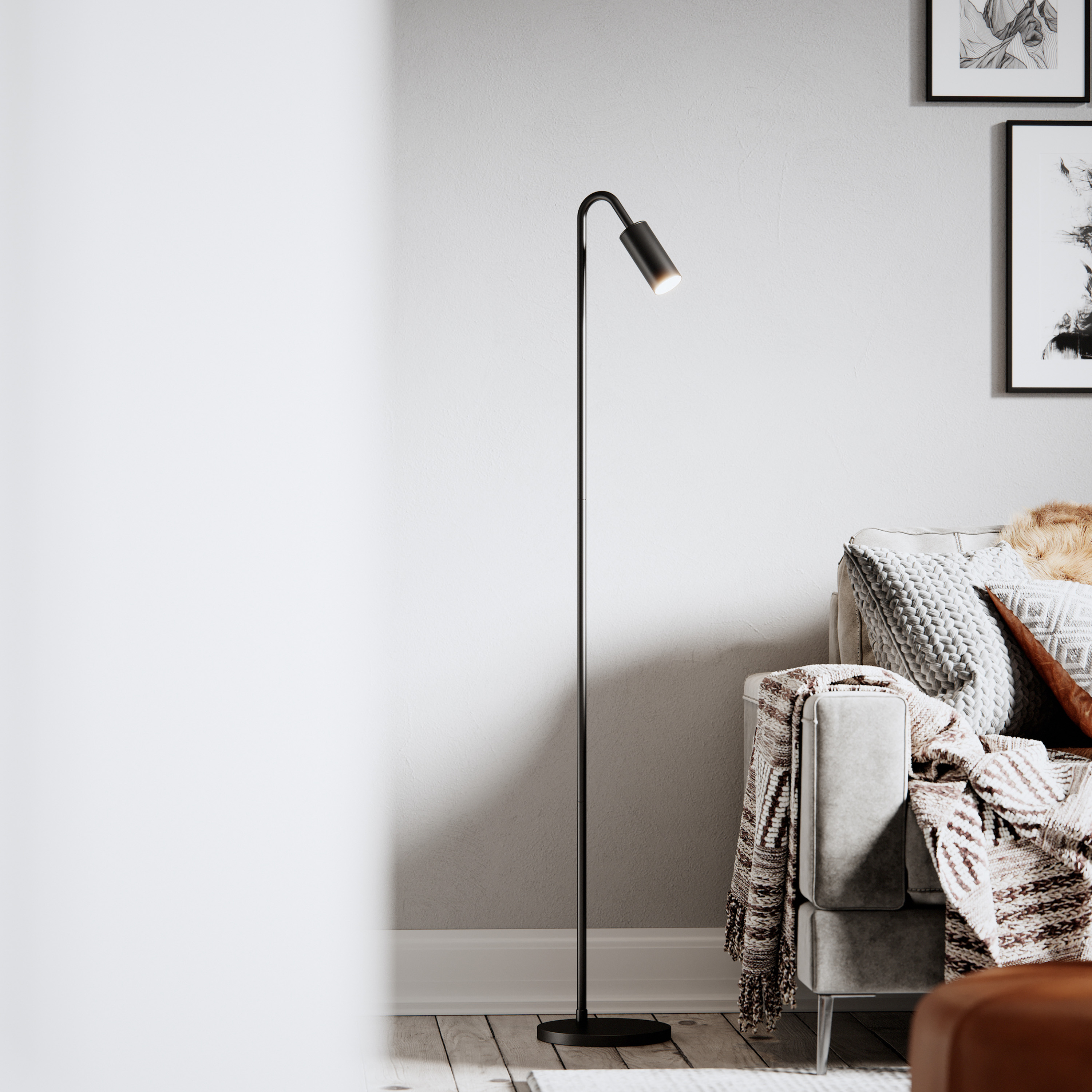 By Rydéns Curve Golvlampa Matt Svart 146cm