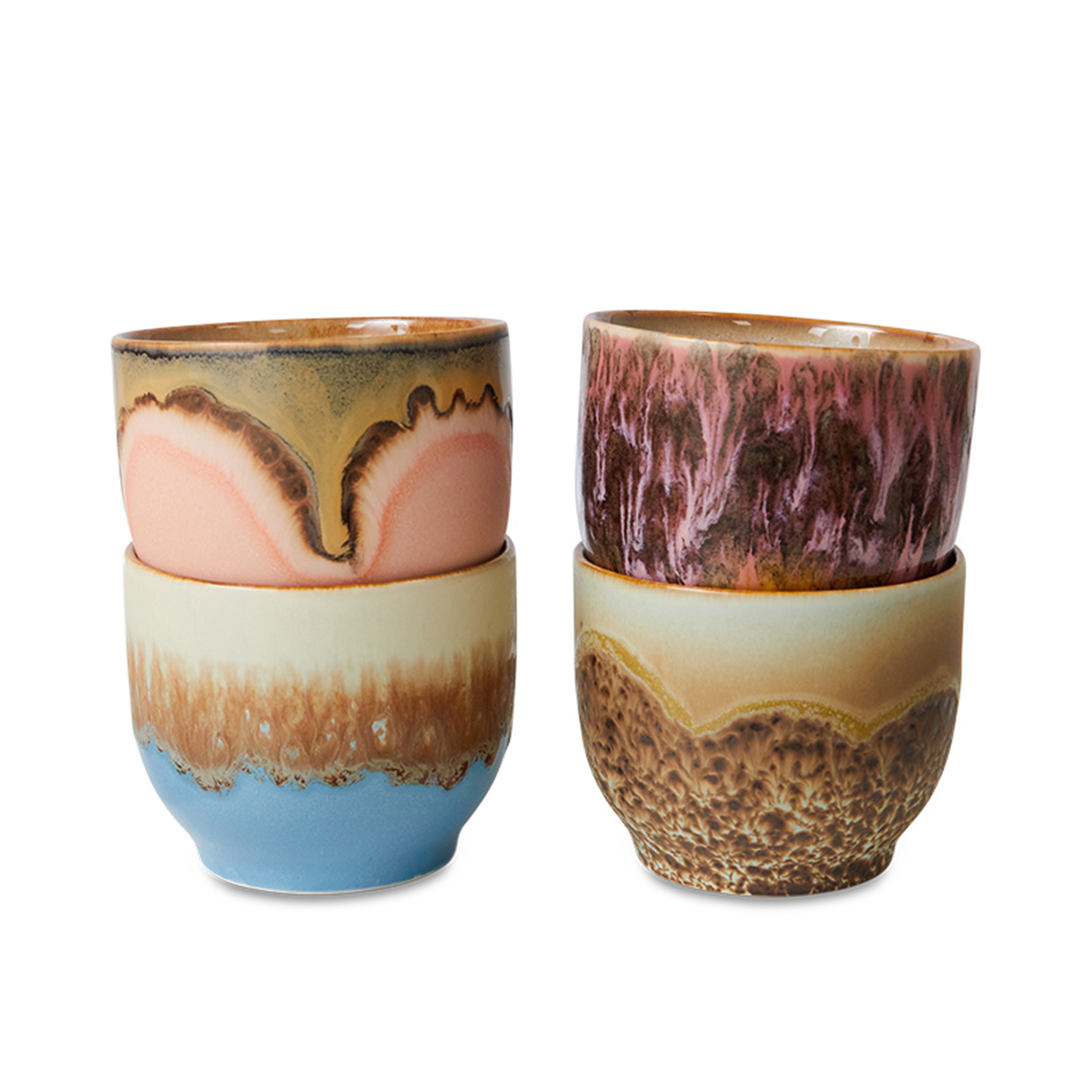 HKliving 70s Ceramics Kaffekopp Lagoon 4-pack