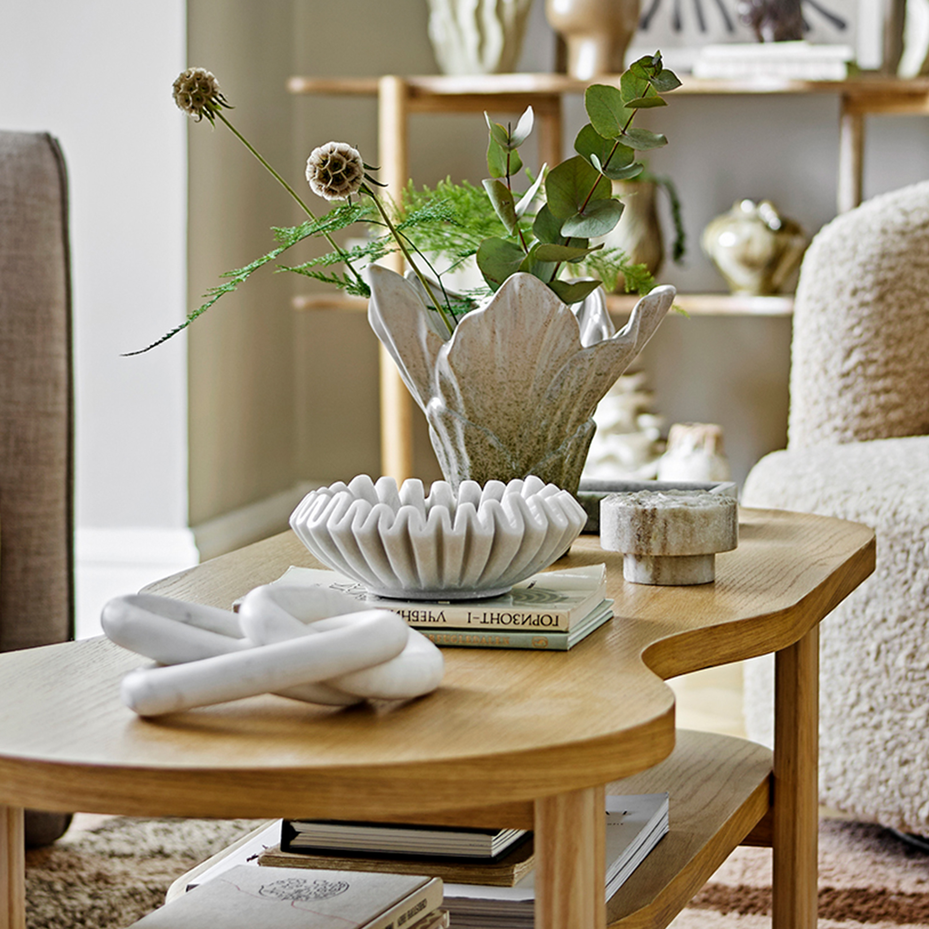 Bloomingville Harmonia Skål Marmor Hvit Ø17