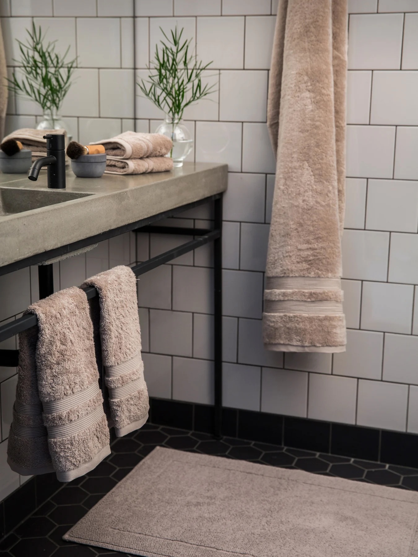 Mille Notti Fontana Håndkle Eko Lysebrun 70x140