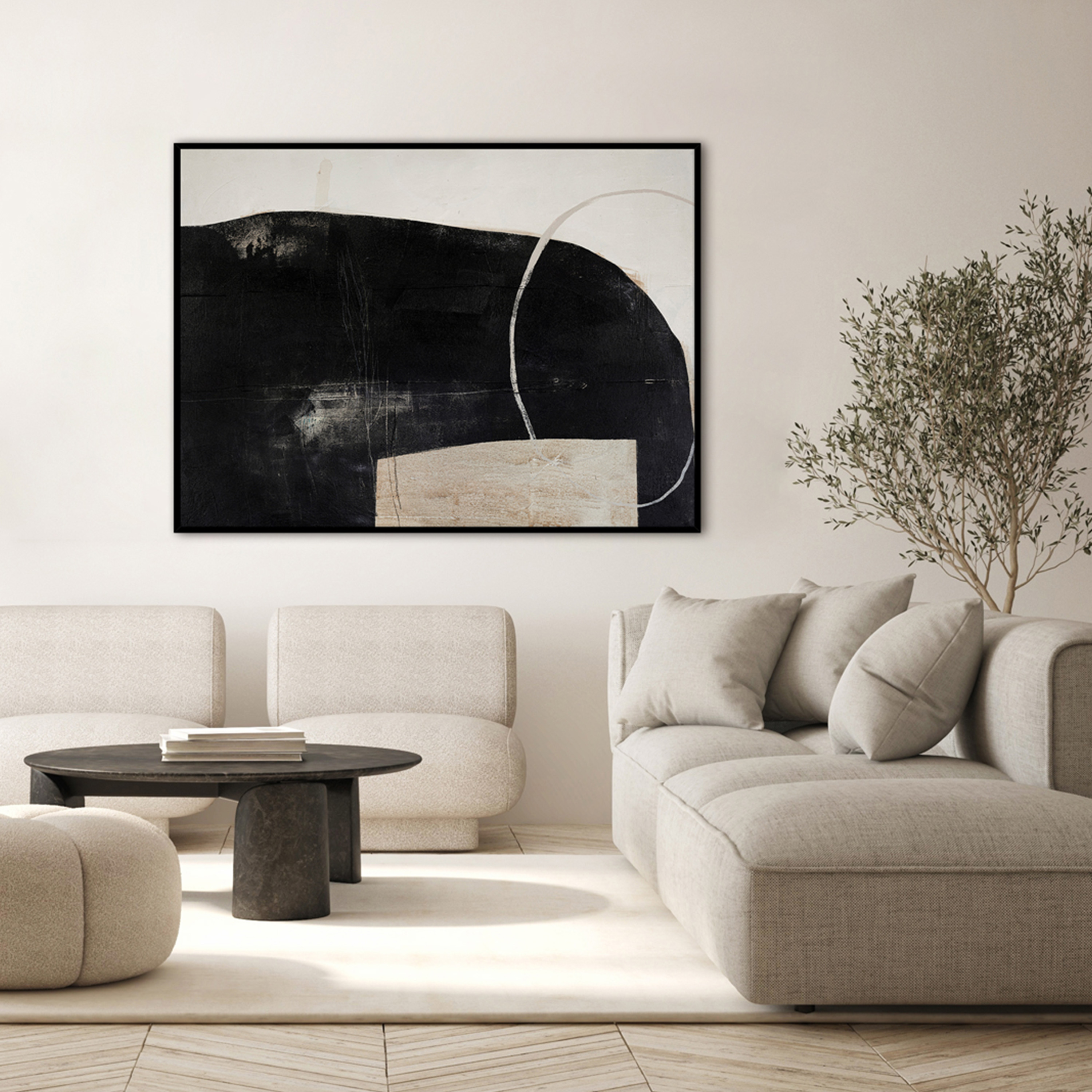 Malerifabrikken Sort Of Stone Black Frame Taulu 120x90