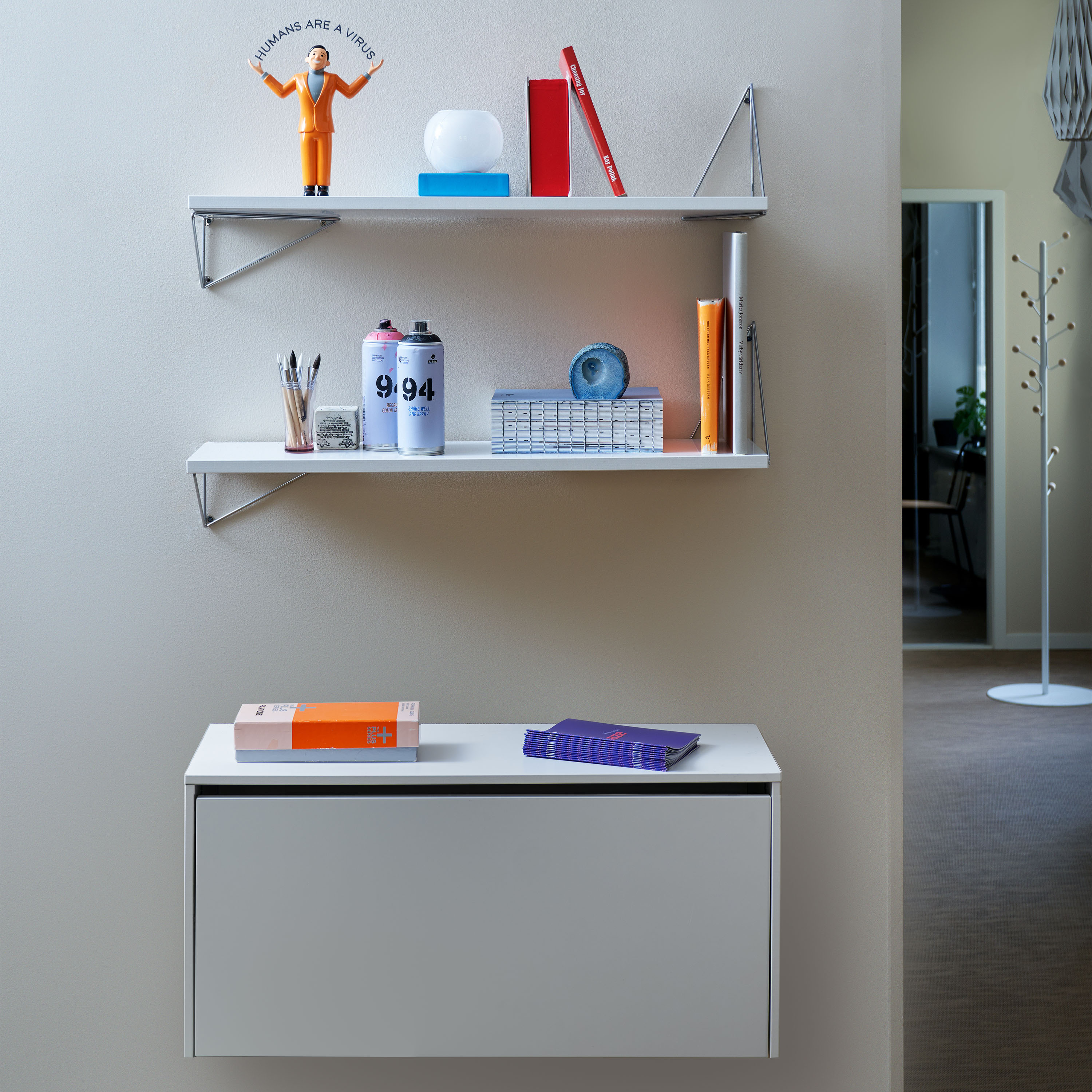 Maze Pythagoras Wandschrank Weiß 27x80cm