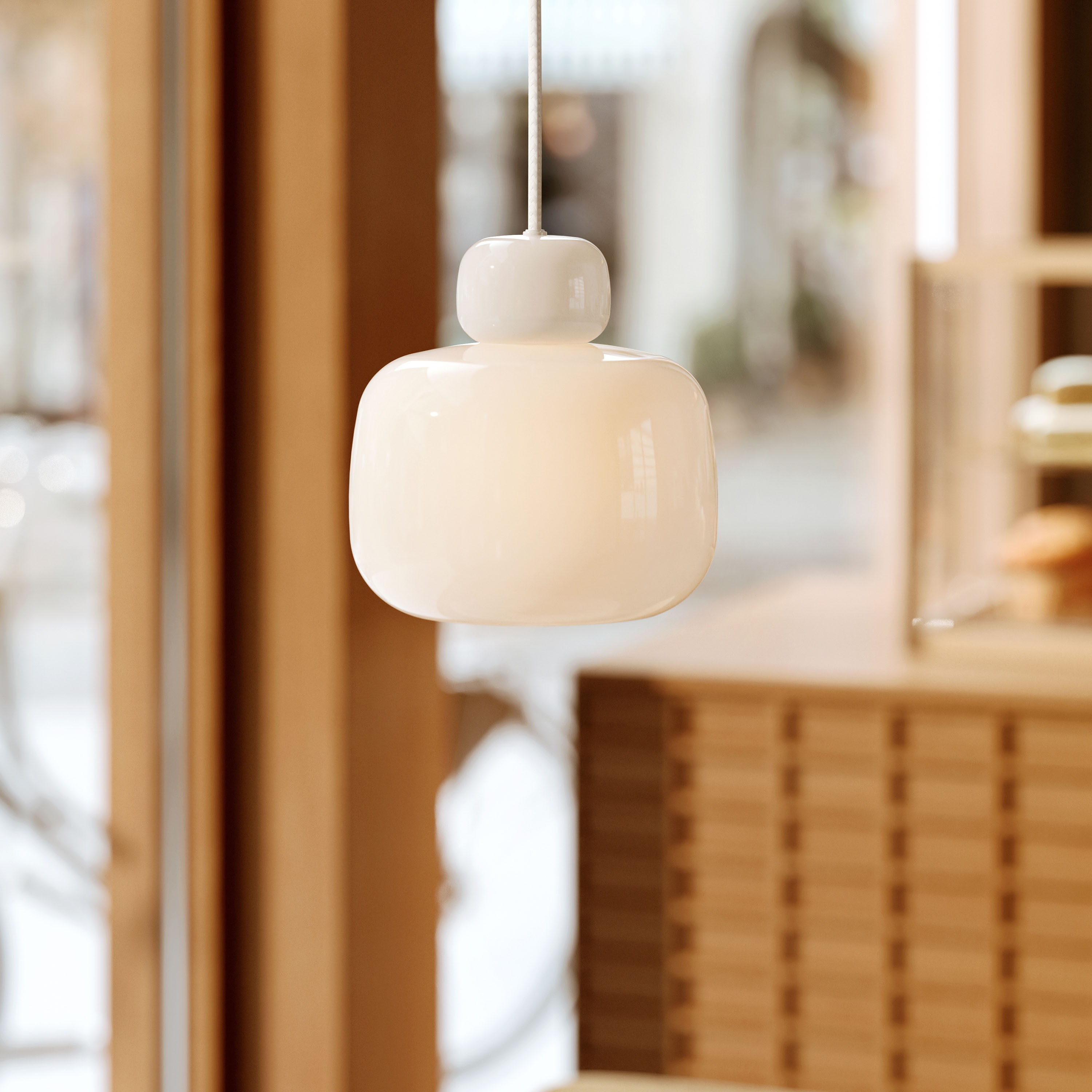 Woud Stone Taklampe Opal Triplex-glass Small