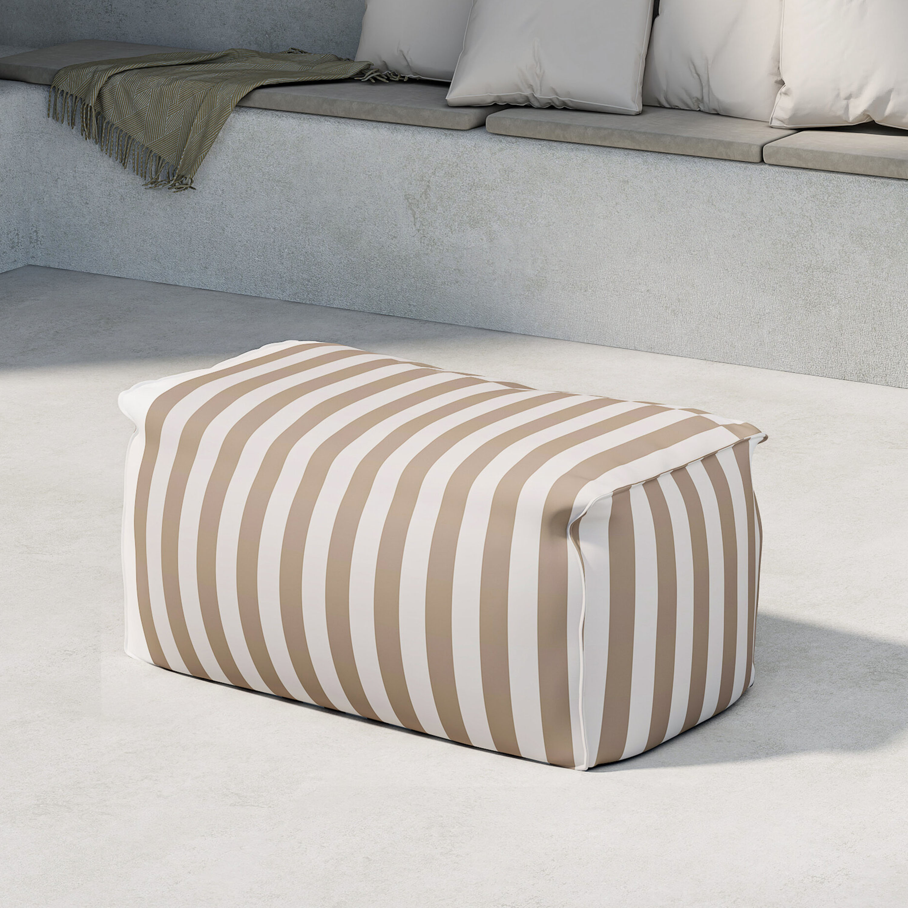 Venture Home Redang Fotpall White/Beige Striped