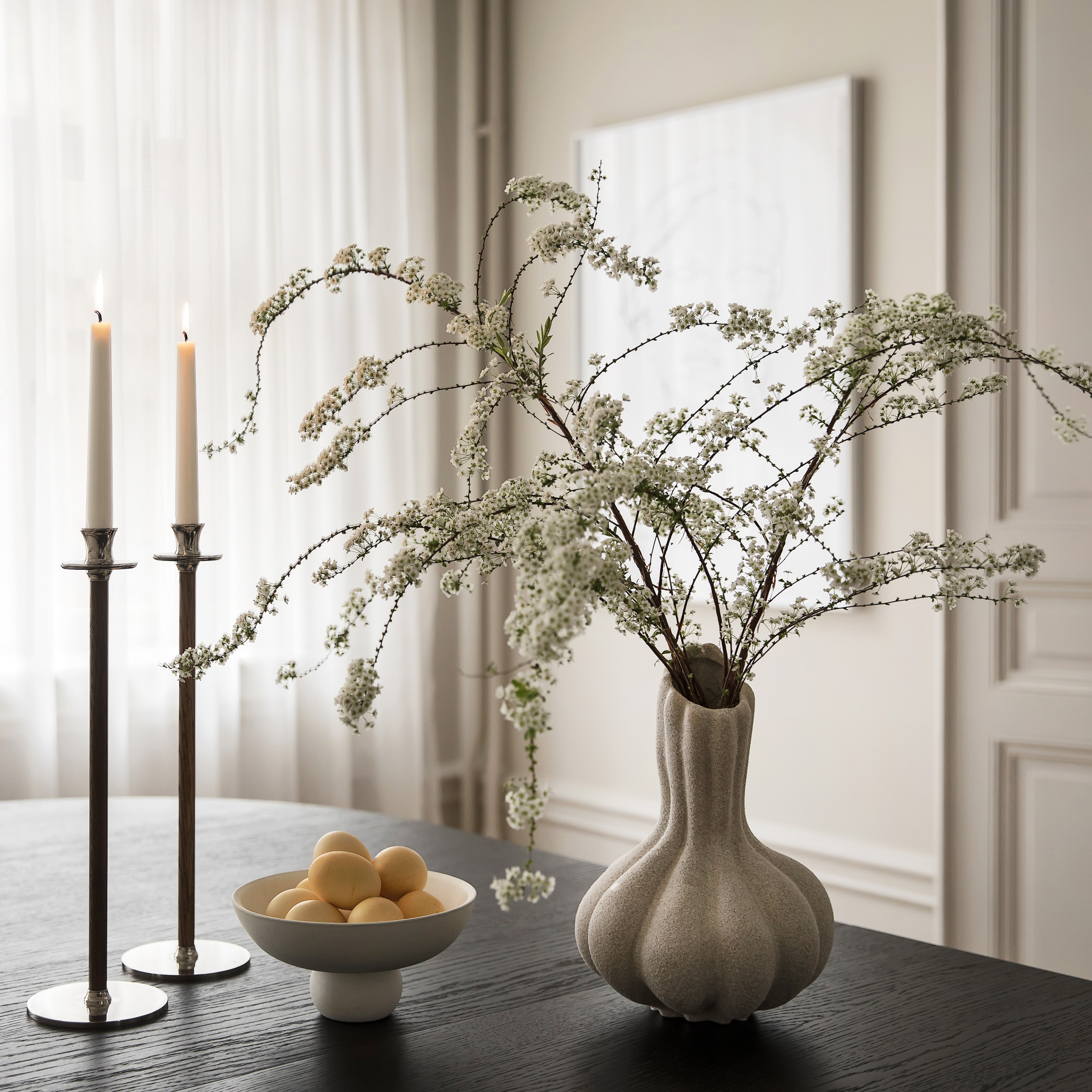 Sleepo Collection Dahlia Maljakko White Melange 30cm