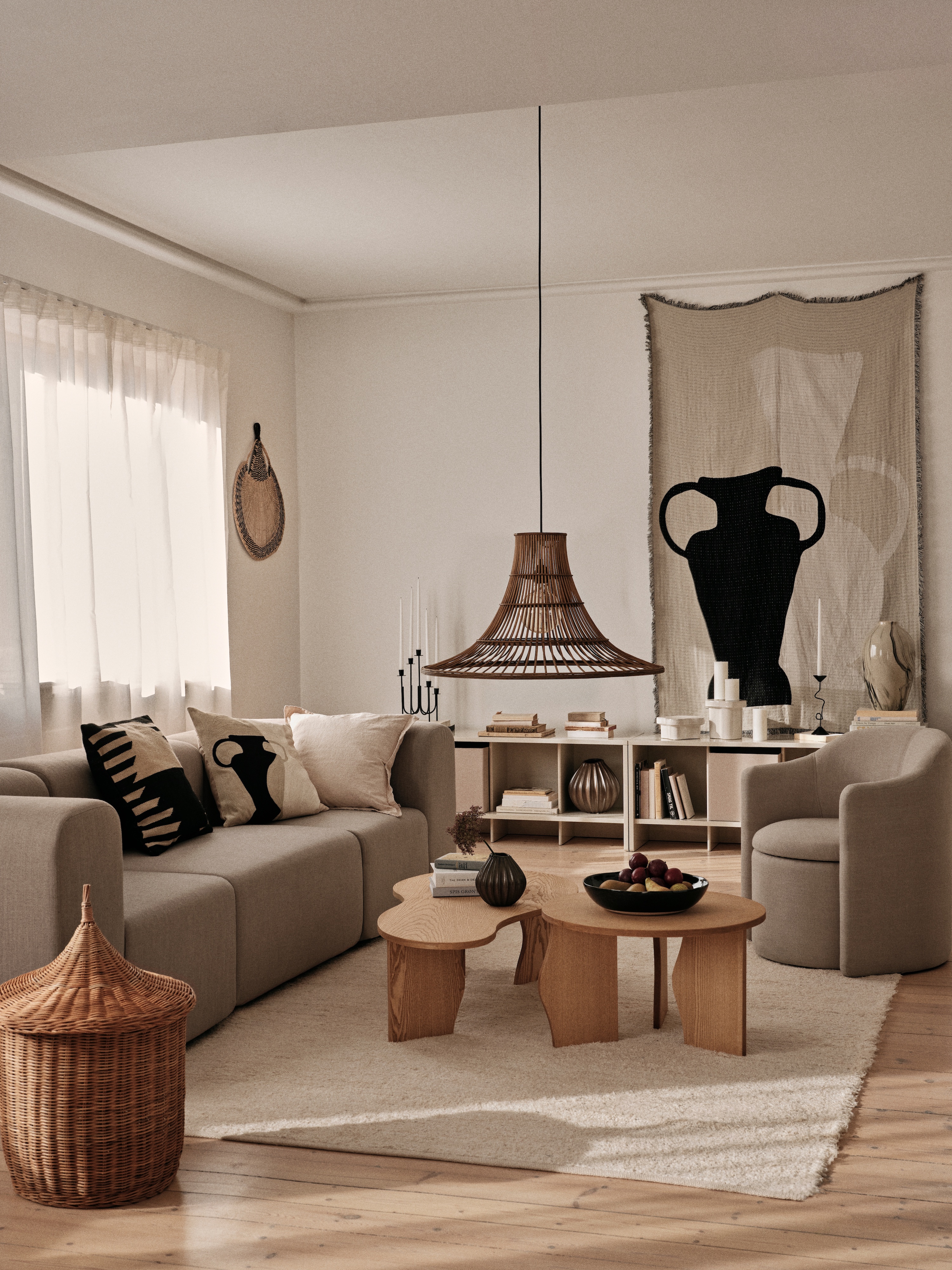 Broste Copenhagen Eva Kuddfodral Black/Beige 50x50