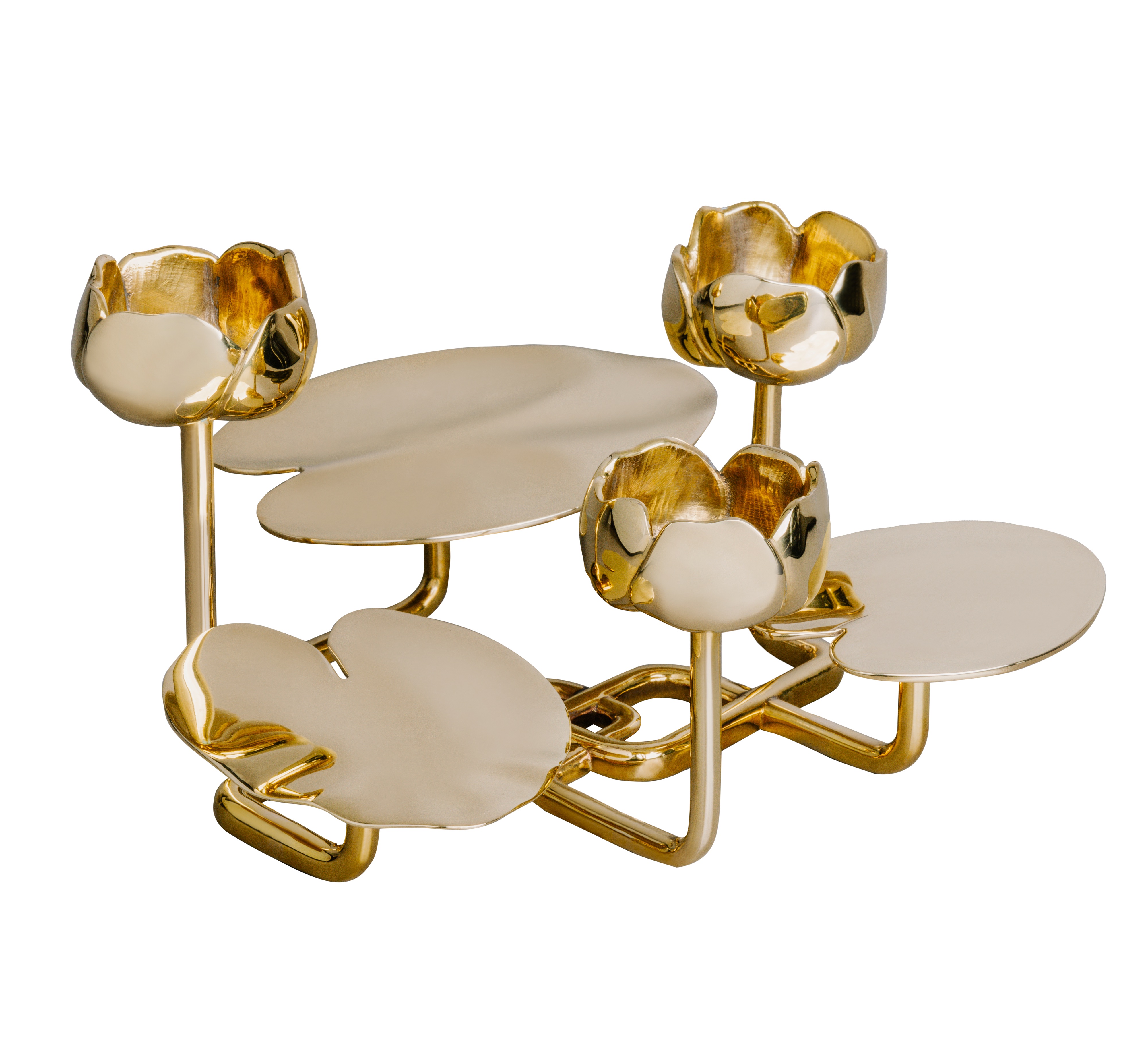 Hilke Collection - Ninfea Grande Ljusstake Mässing - Guld