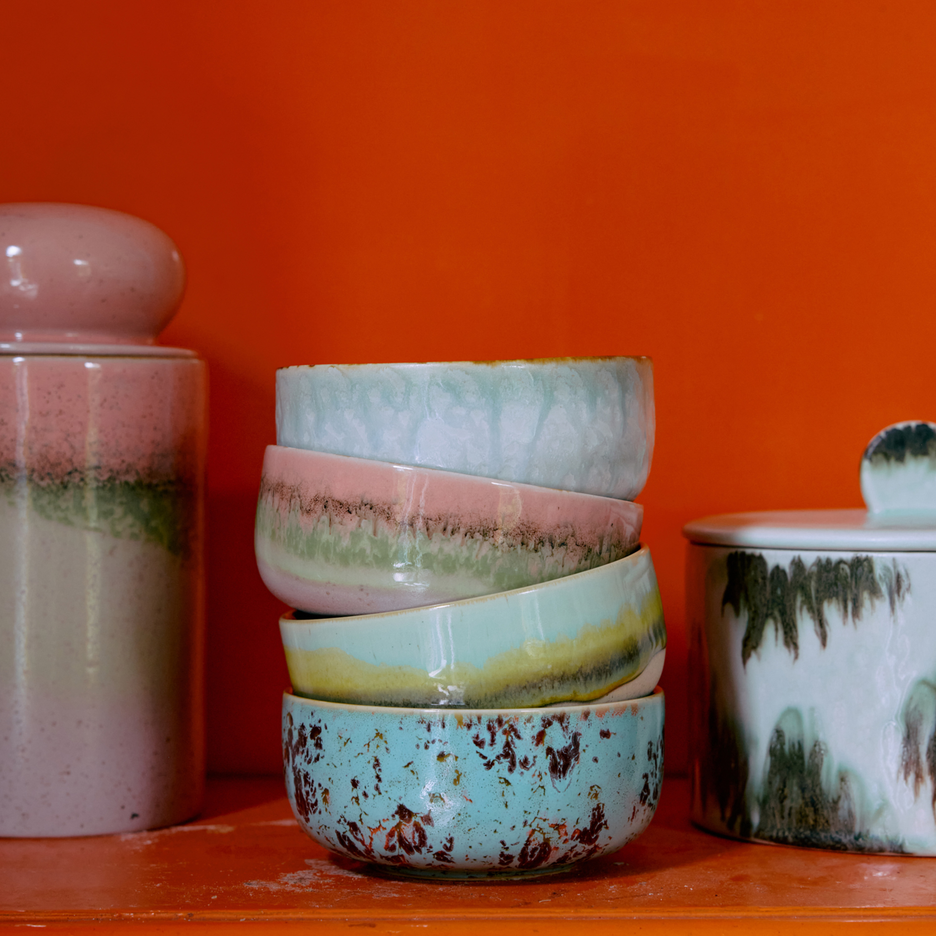 HKliving 70s Ceramics Dessertskål Impression 4-pakning