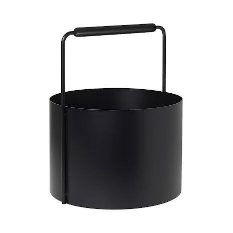 Blomus - Ashi Puukori Musta - Pulverlackerat stål, ek - Lehtiteline