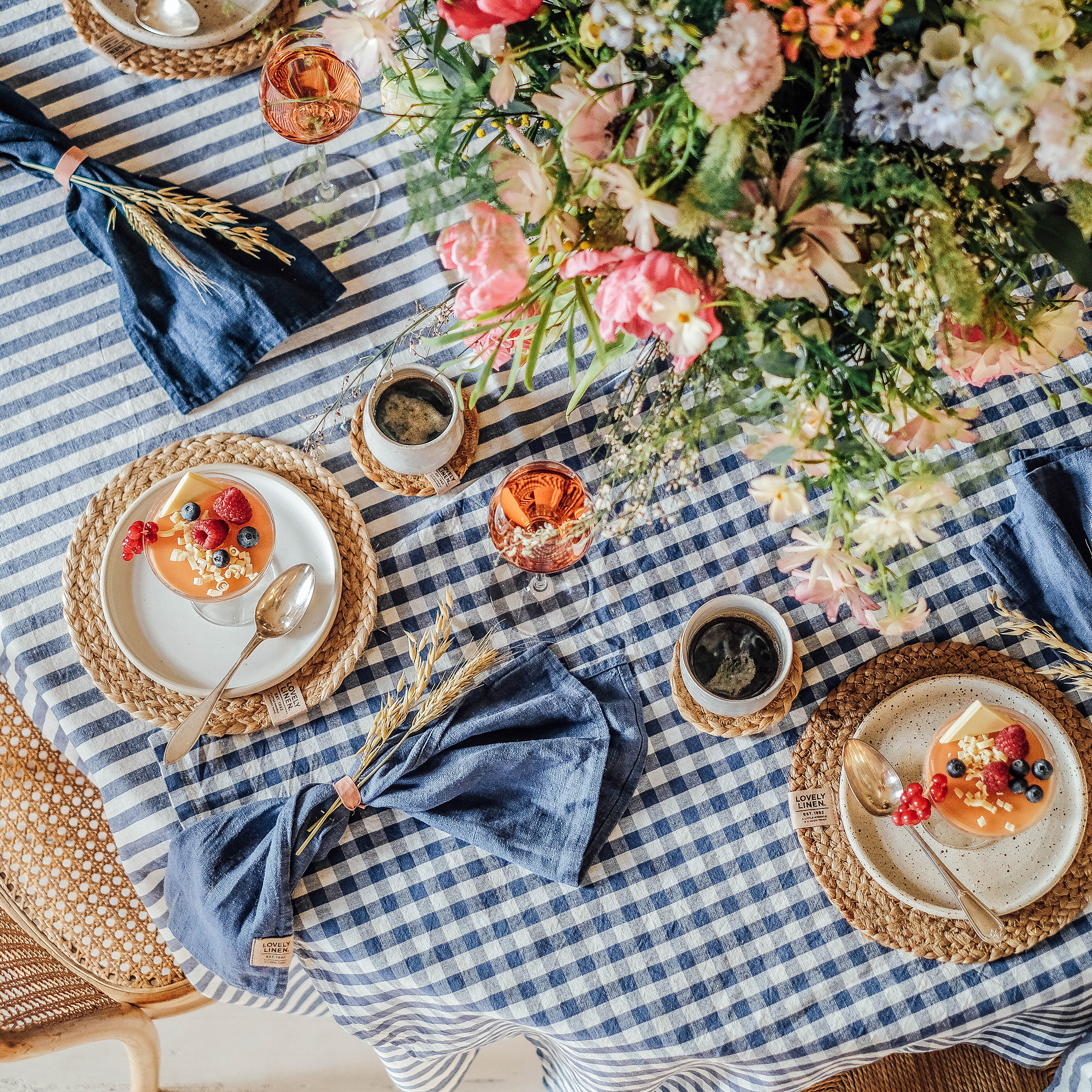 Lovely Linen Misty Duk Lin Square Denim Blue 145x250