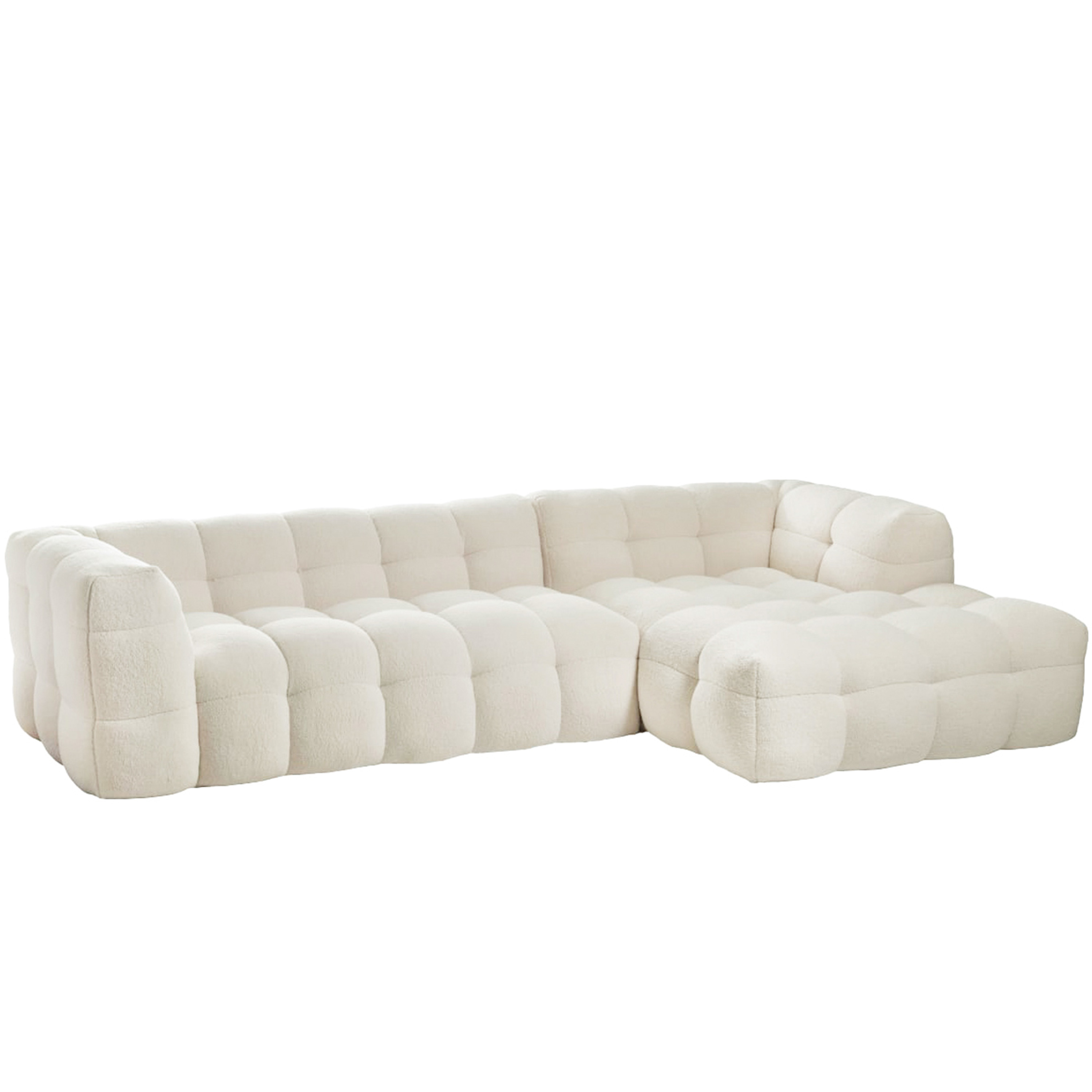 Sleepo Collection Billie Chaise Sofa Right Creme Teddy 292cm