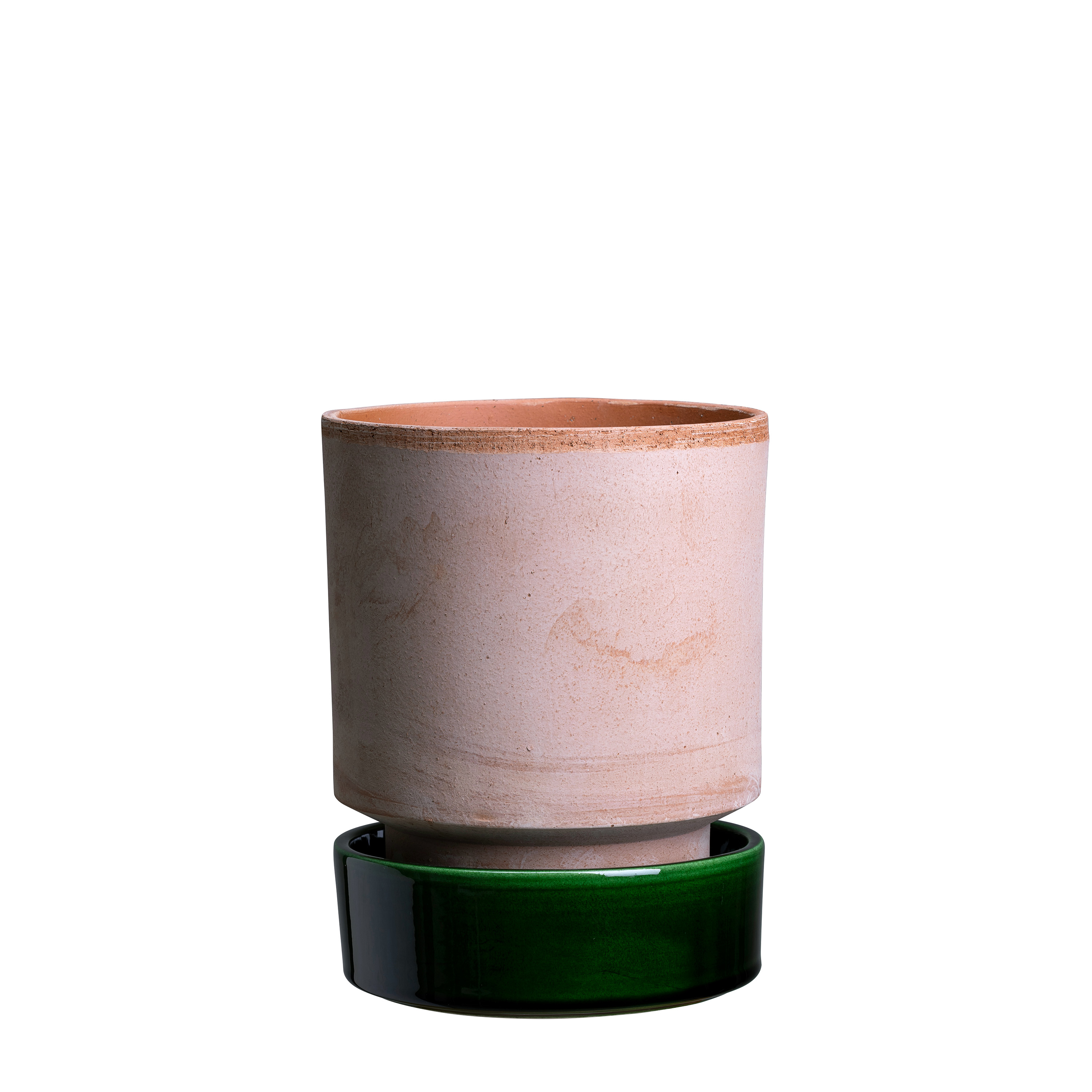 Hoff Kruka med fat Raw Rosa/Glazed Emerald Green Ø14