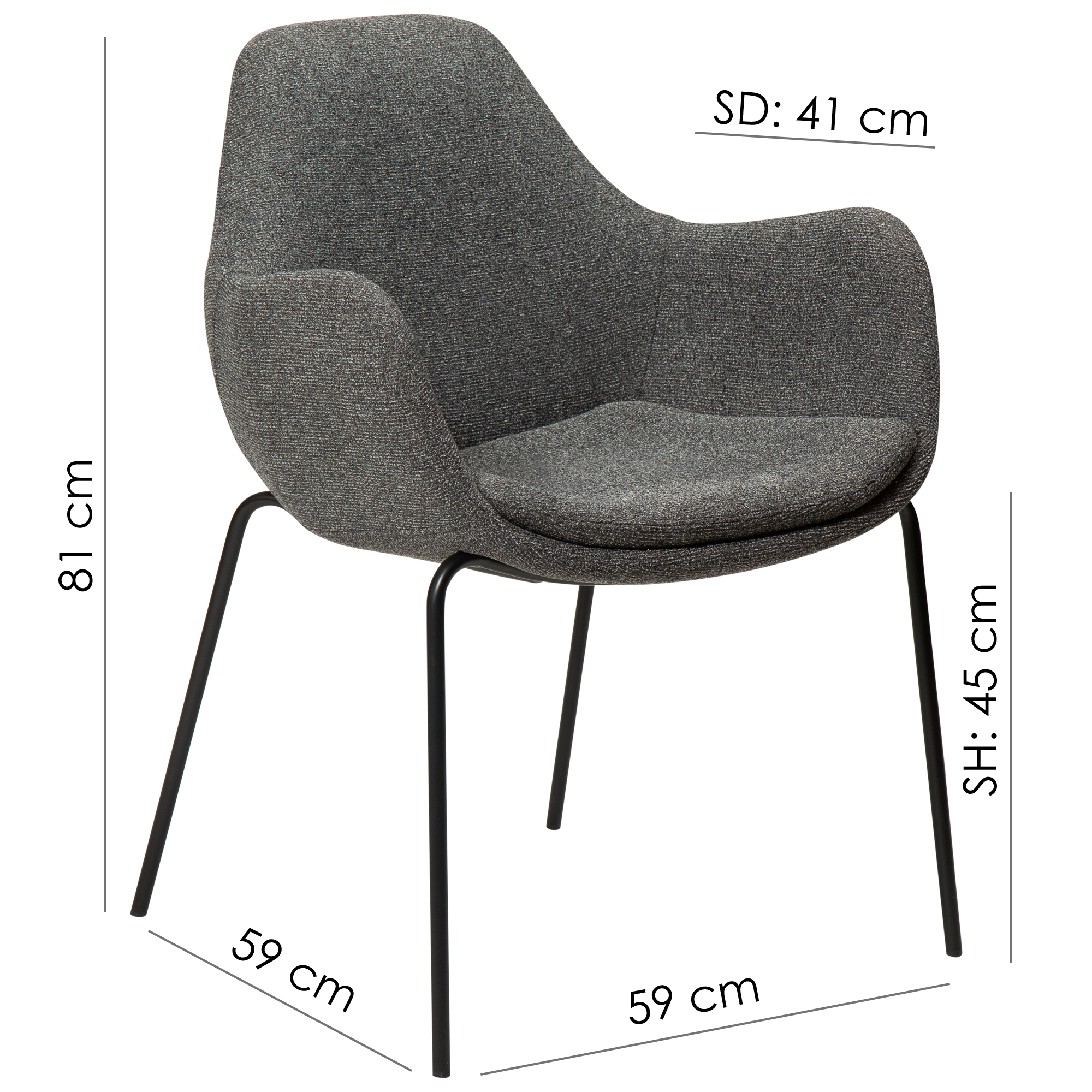 Dan Form Zimmer Esszimmerstuhl Boucle Grau/Schwarz