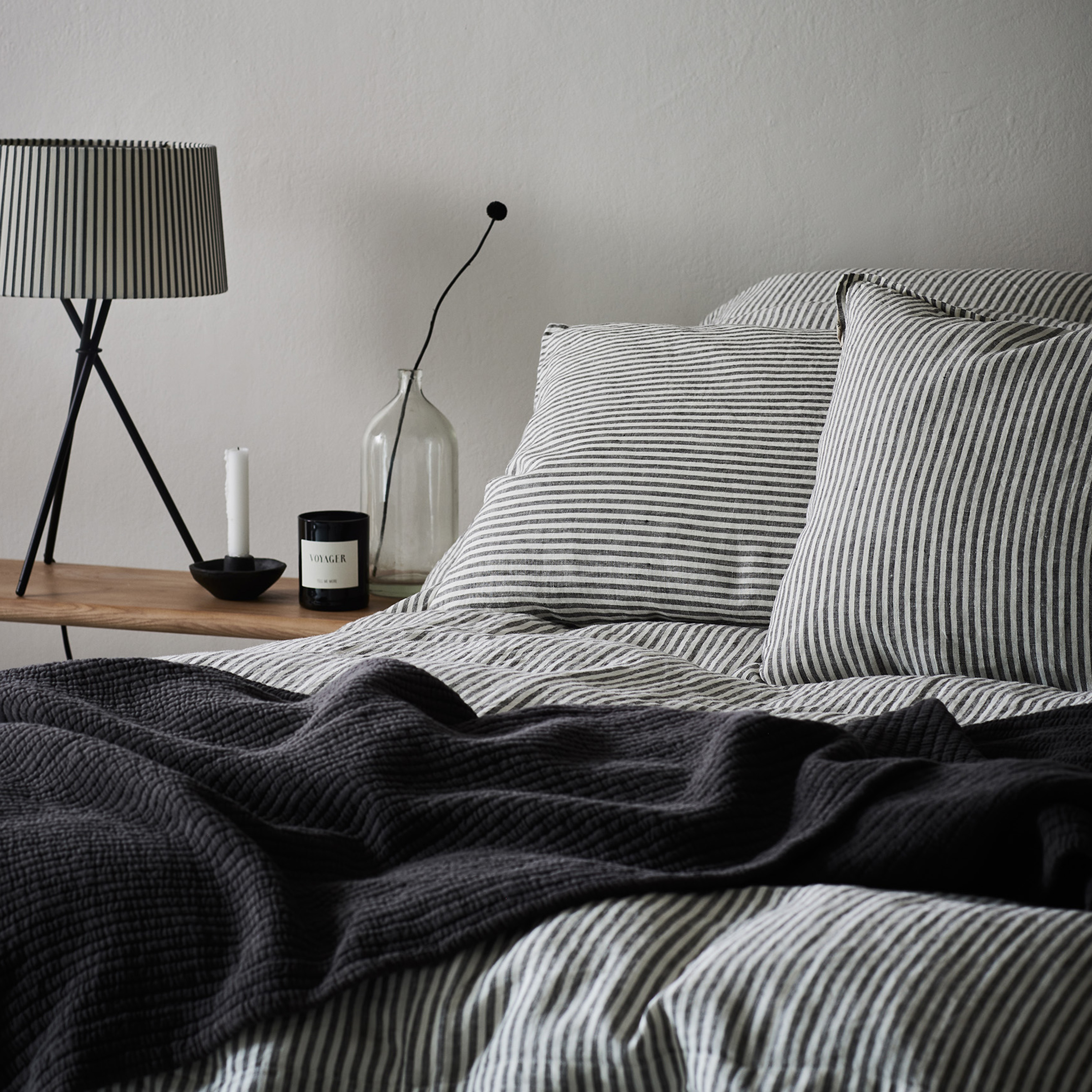 Tell me more Örngott Linne Grey/White 50x60 2-pack