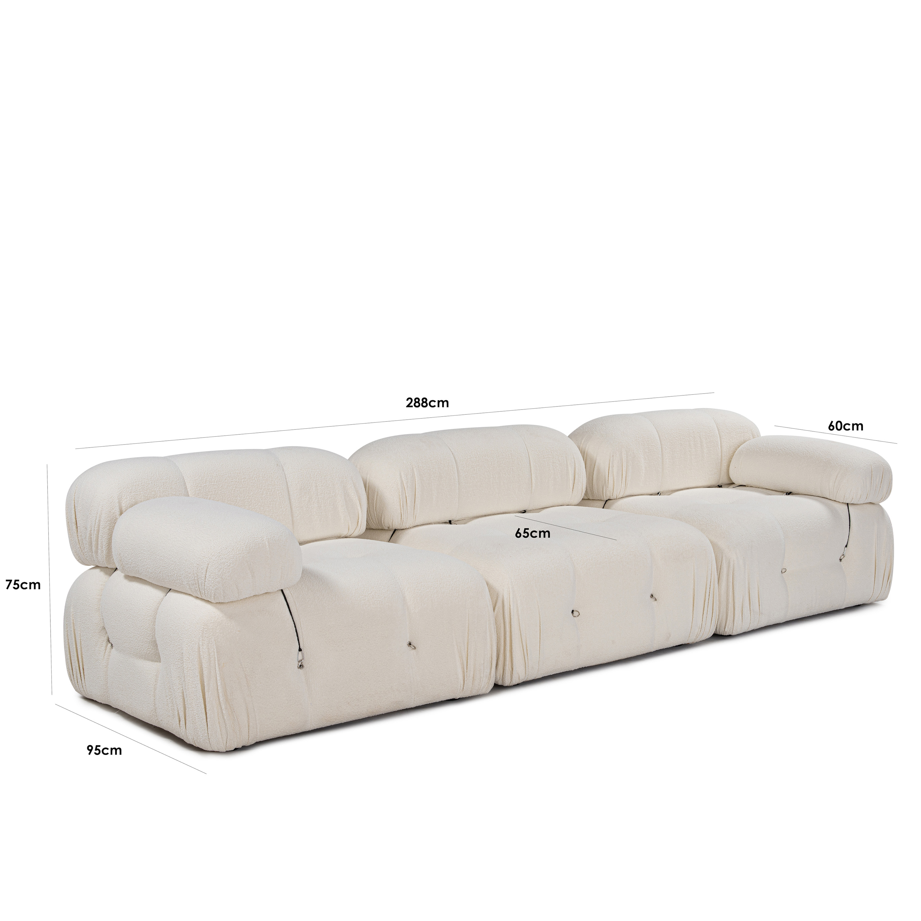 Sleepo Collection Blanca 3-sits Soffa White Bouclé