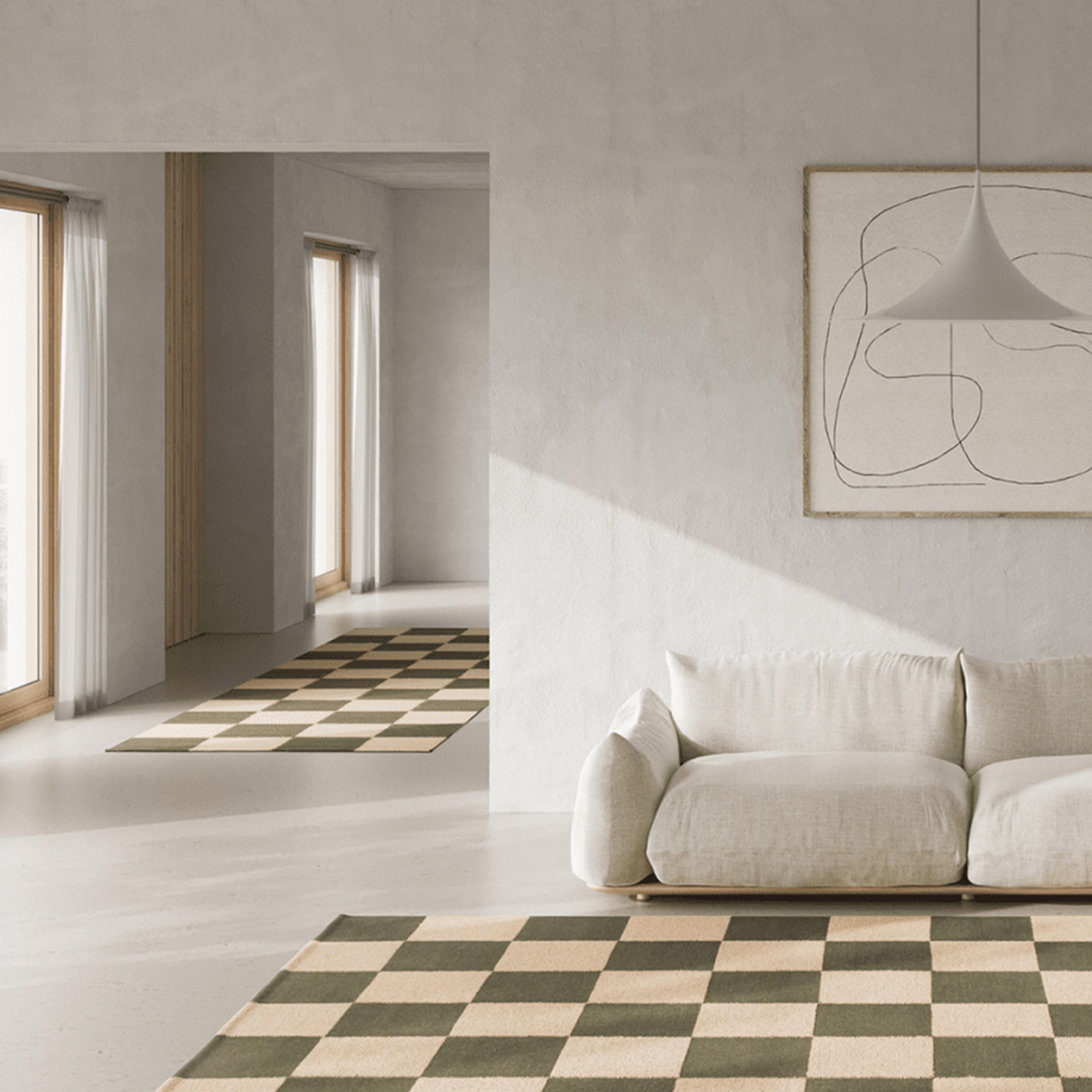 Classic Collection Square Käytävämatto Metsänvihreä/Luonnonväri 80x240