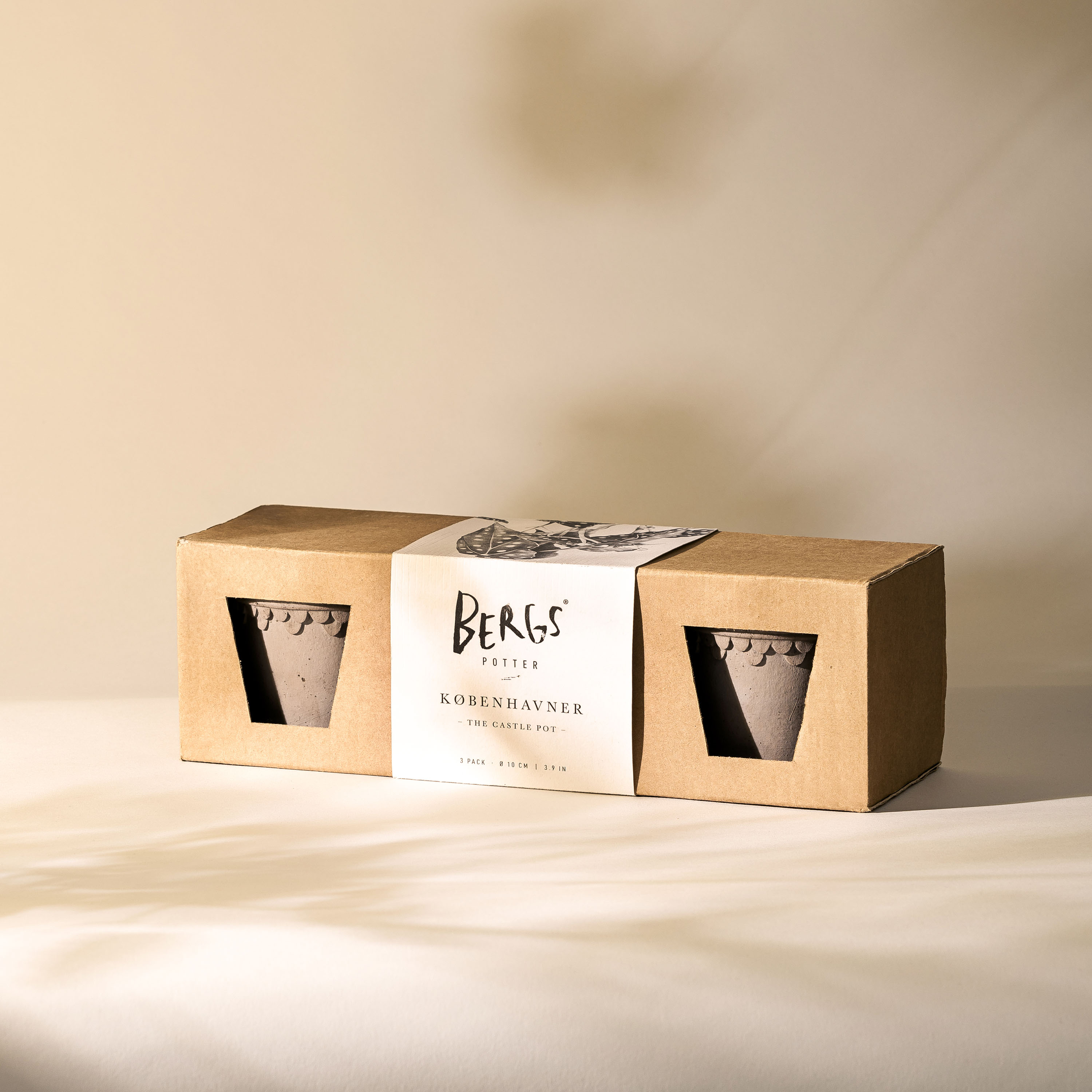 Bergs Potter Københavner Topf Raw Grau Terrakotta 3er-Pack Ø10