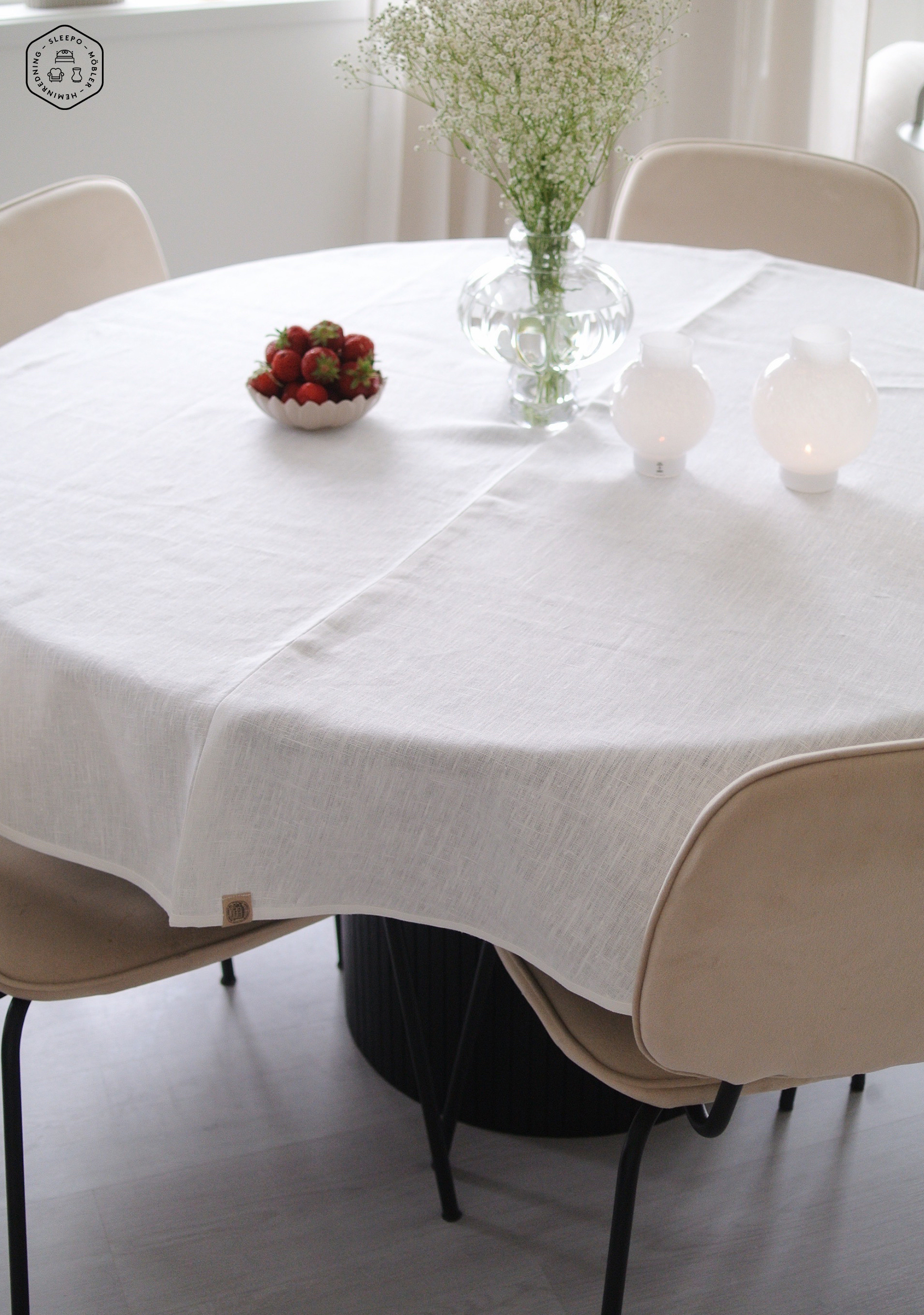 Lovely Linen Classic Linentischdecke Off-White Ø170