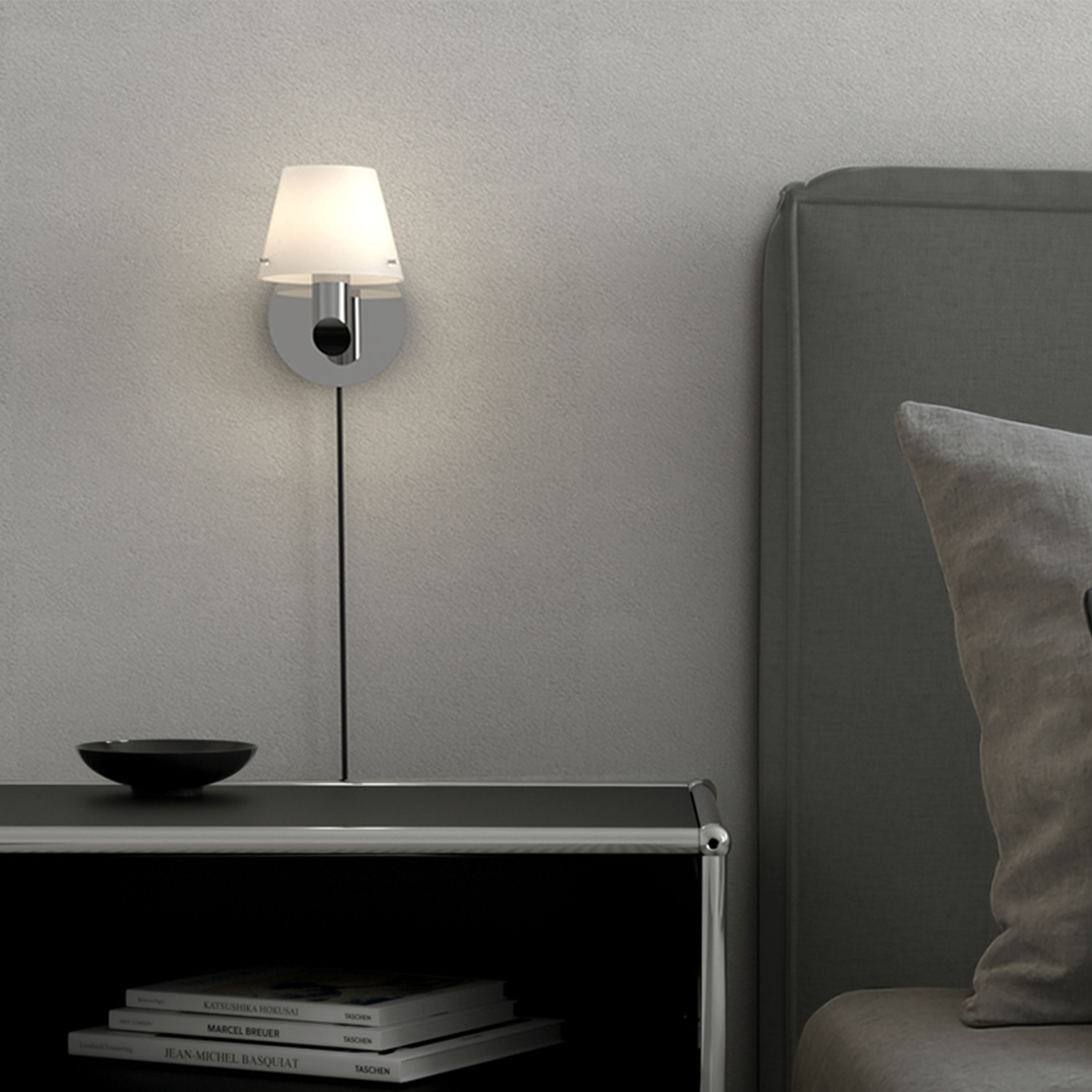 Herstal Gil Wandleuchte Chrom / Opalglas