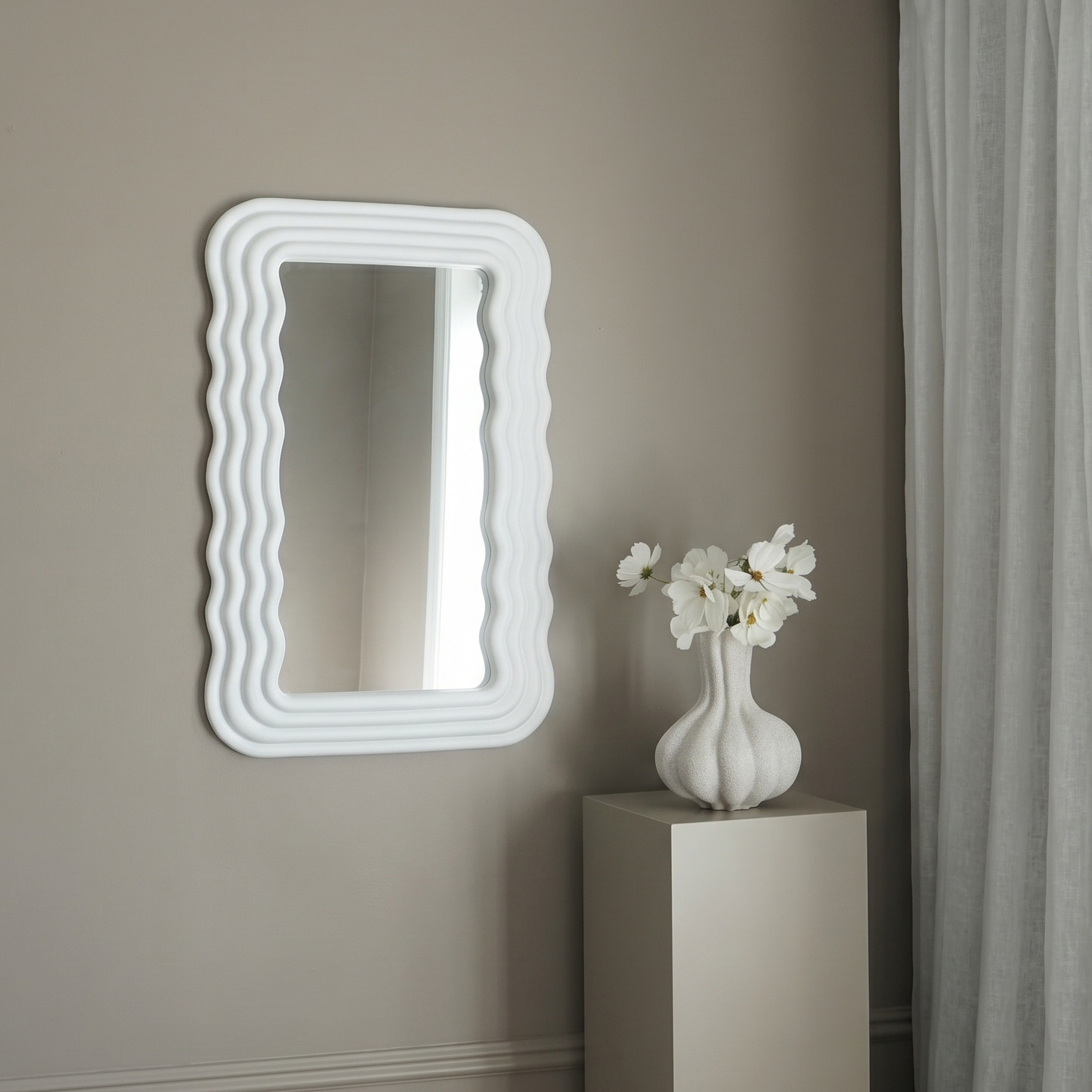 Sleepo Collection Wave Spegel Matt Vit 80x50