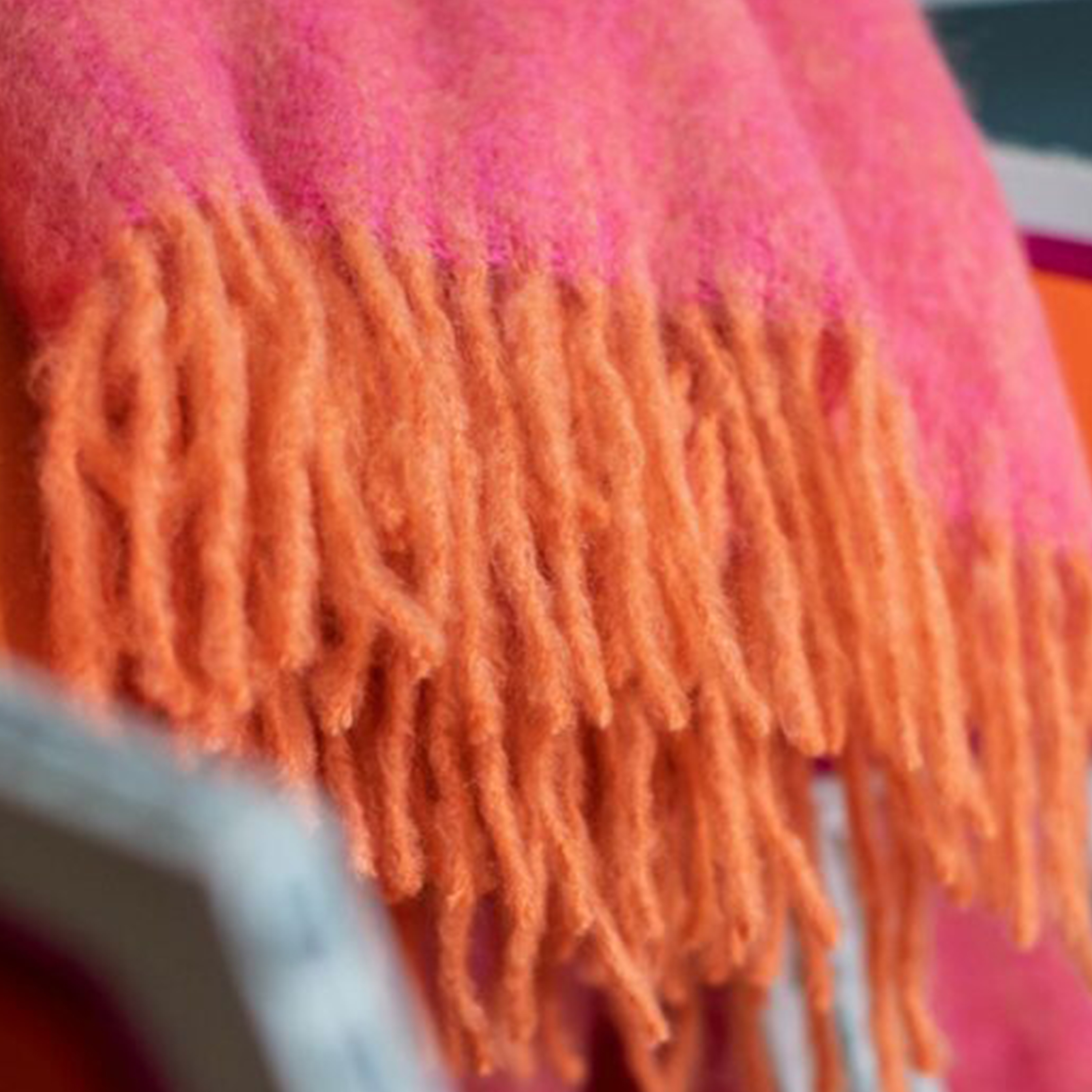 Stackelbergs Mohair Decke Orange/Pfingstrose Melange