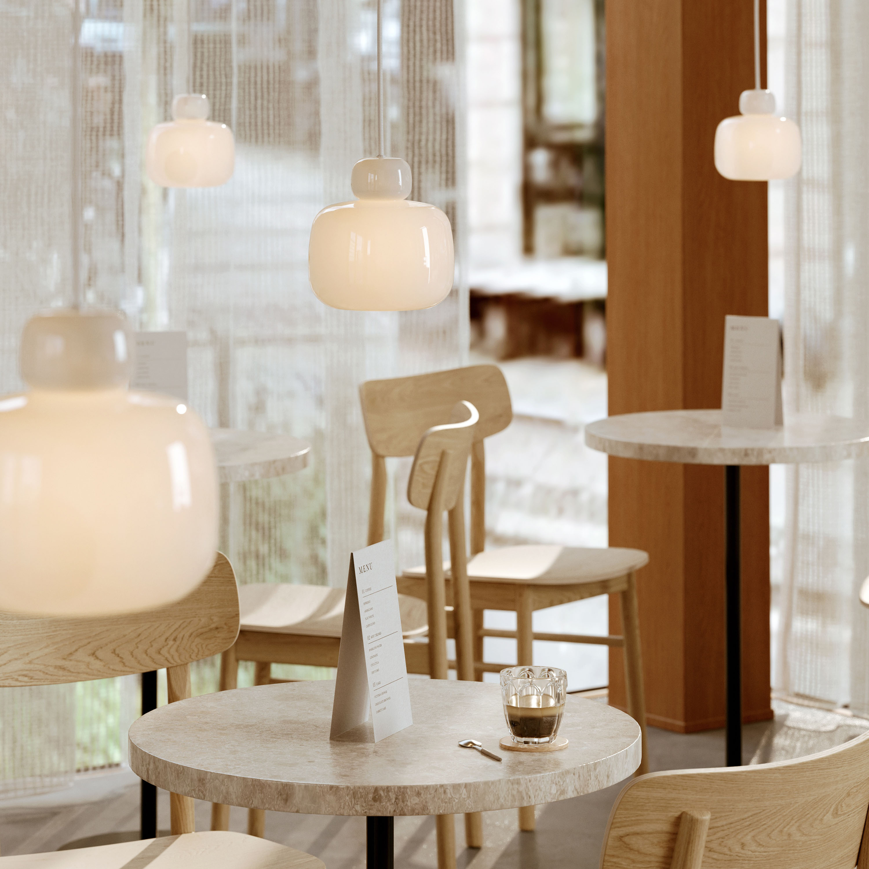 Woud Stone Taklampe Opal Triplex-glass Small