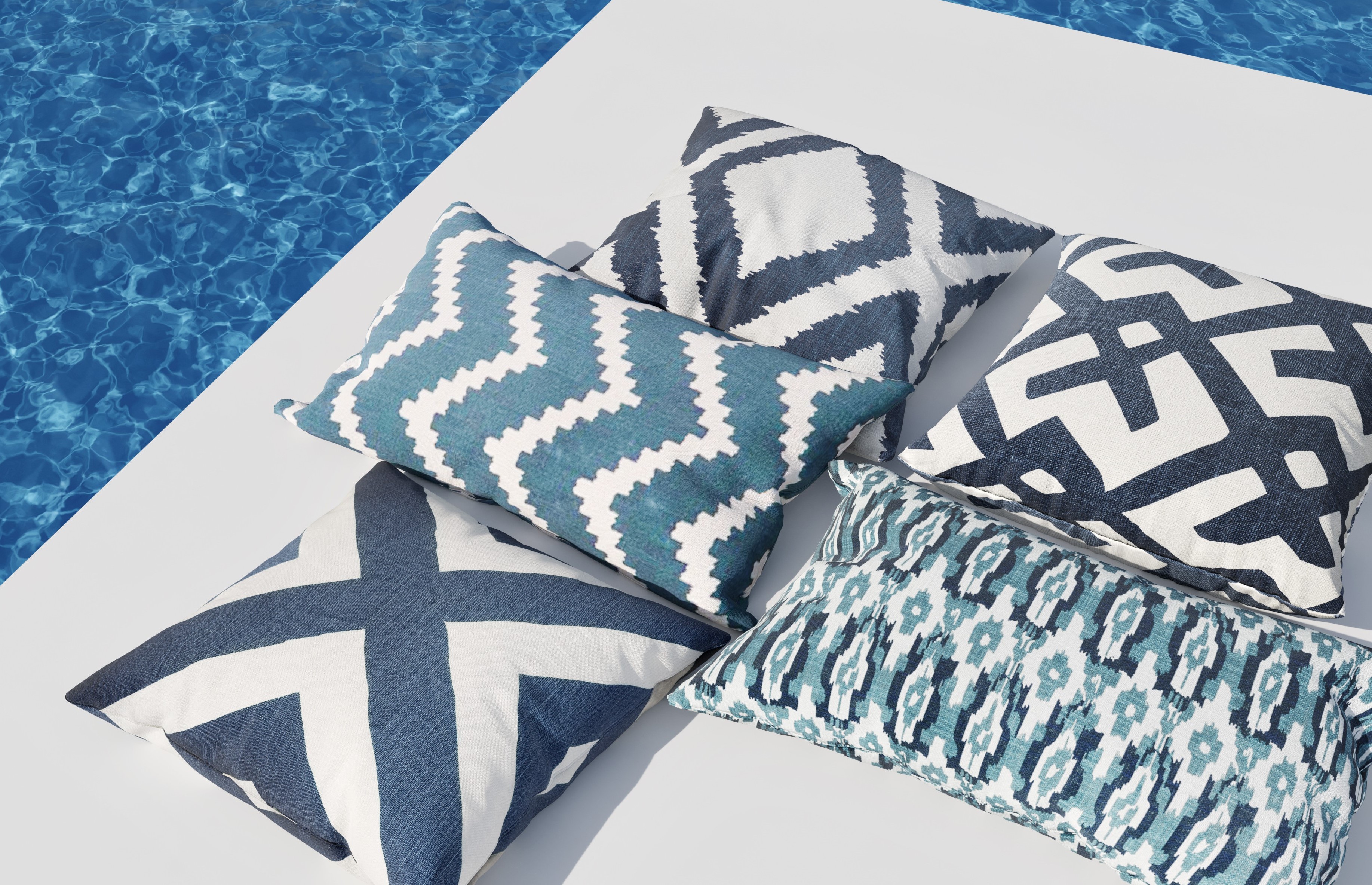 Chhatwal &amp; Jonsson Ikat Sema Outdoor Pyntepute Heaven Blue/Off-White 40 x 60