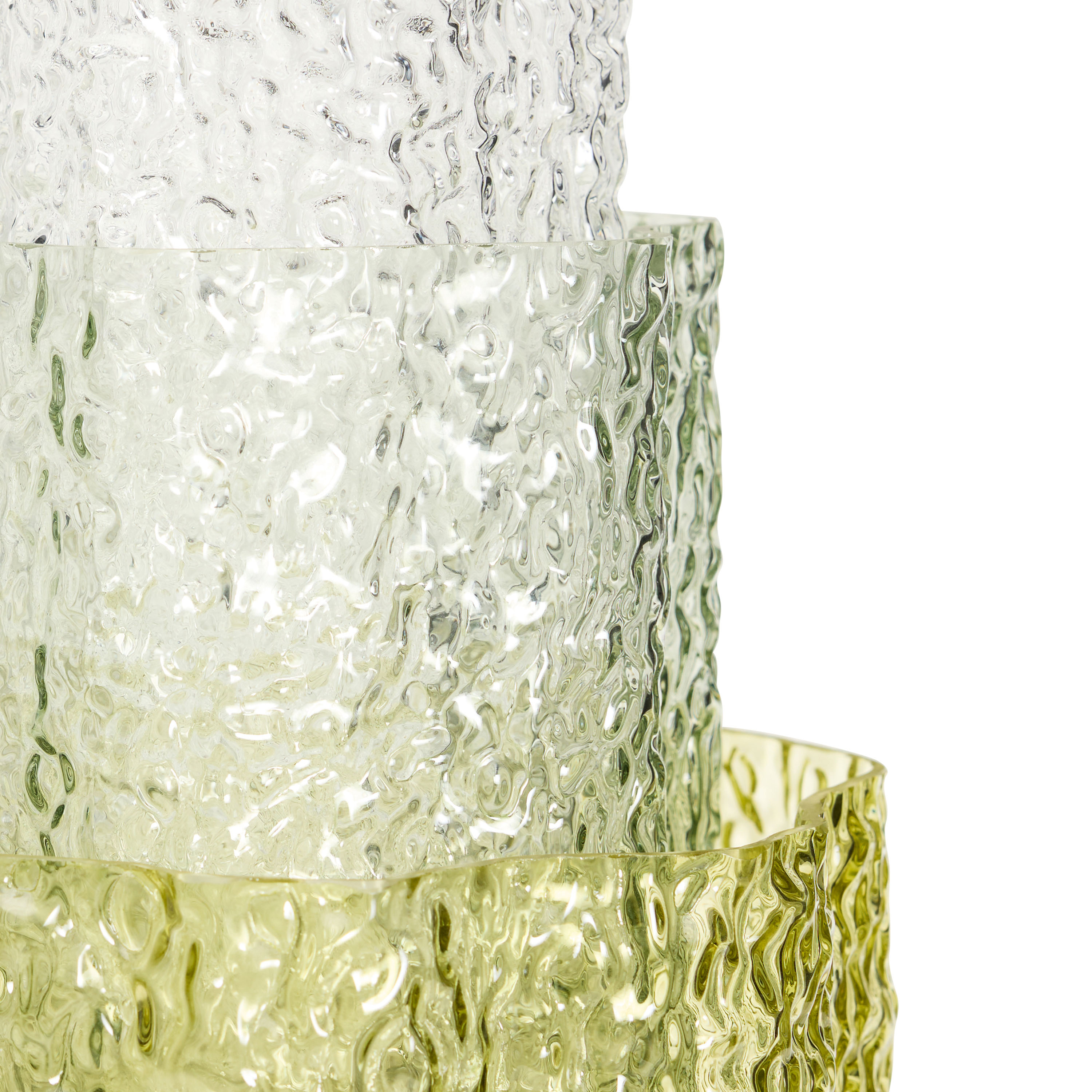 Hübsch Triple Vase Green Clear 3-pack