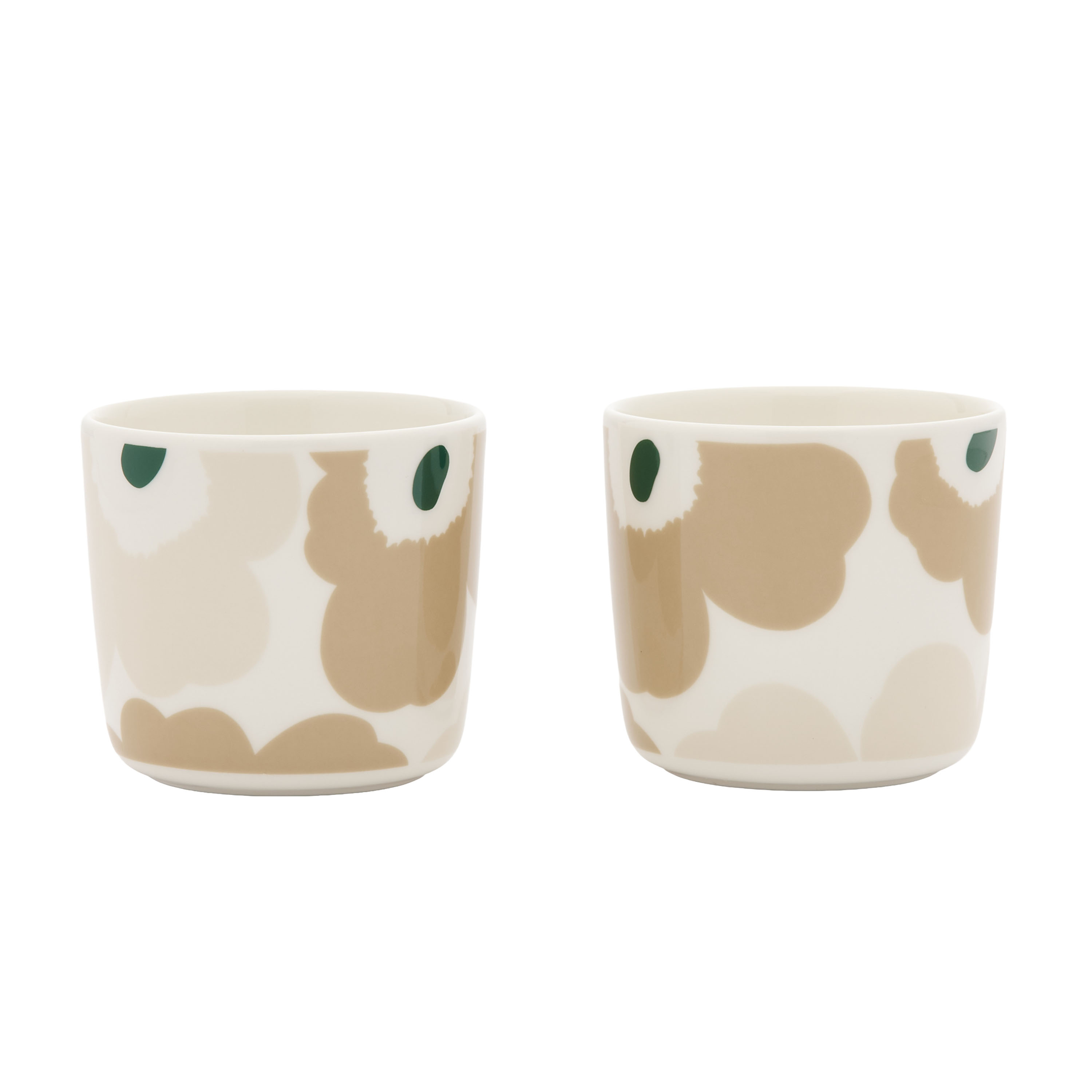 Oiva Unikko Kaffemugg White/Beige/Dark Green 2-pack