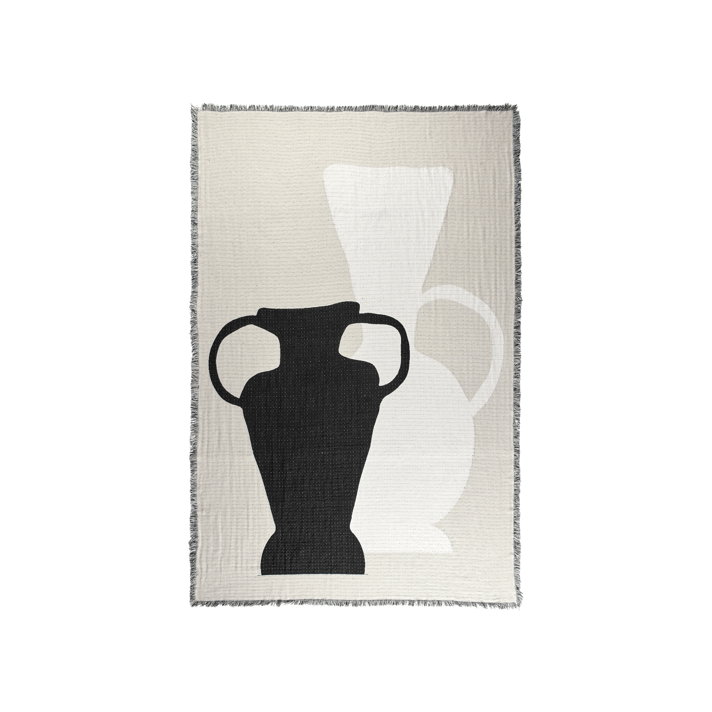 Broste Copenhagen - Eva Pläd Castle Beige/Black 130x180 - Svart
