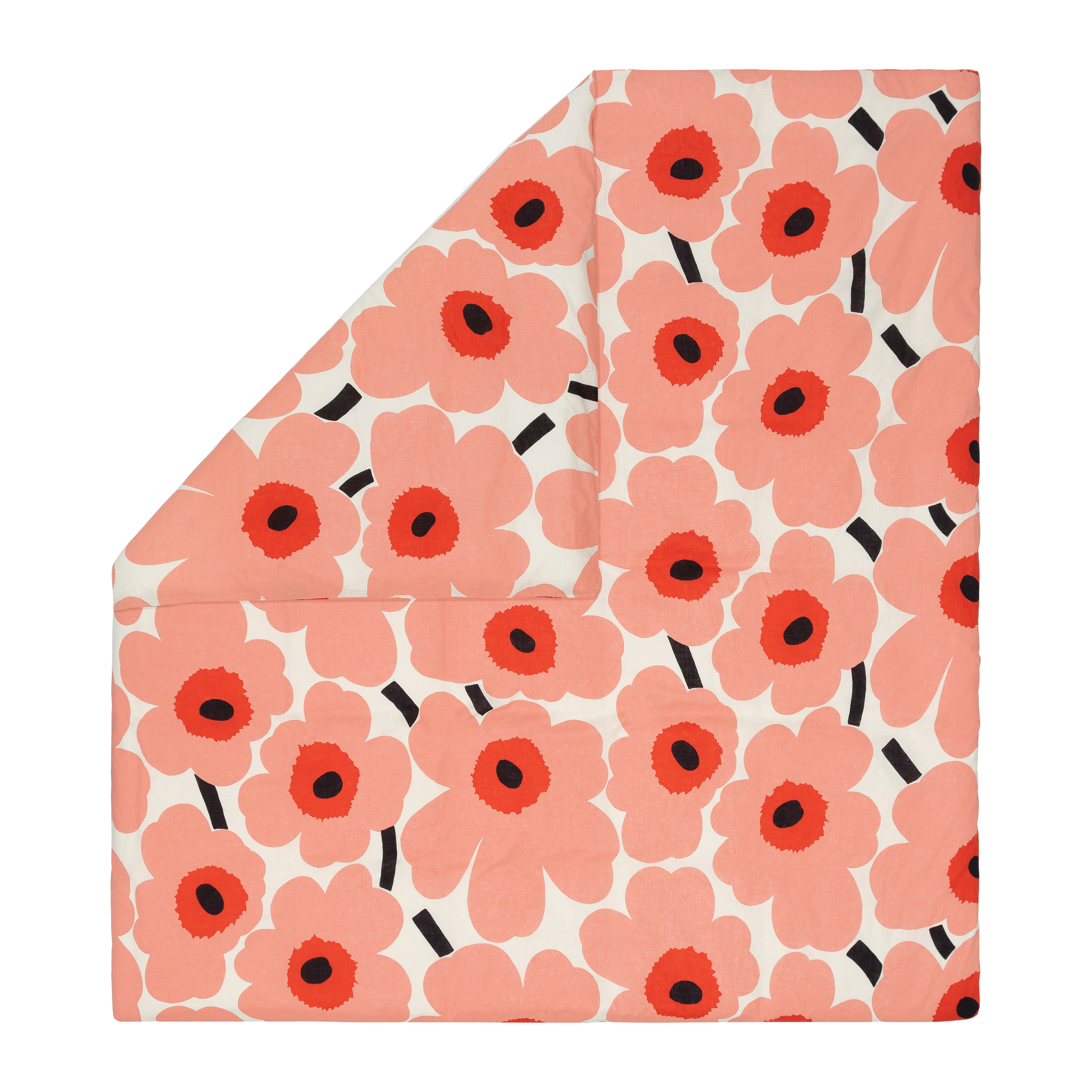 Unikko Påslakan Coral/Orange Red/Charcoal Dubbel