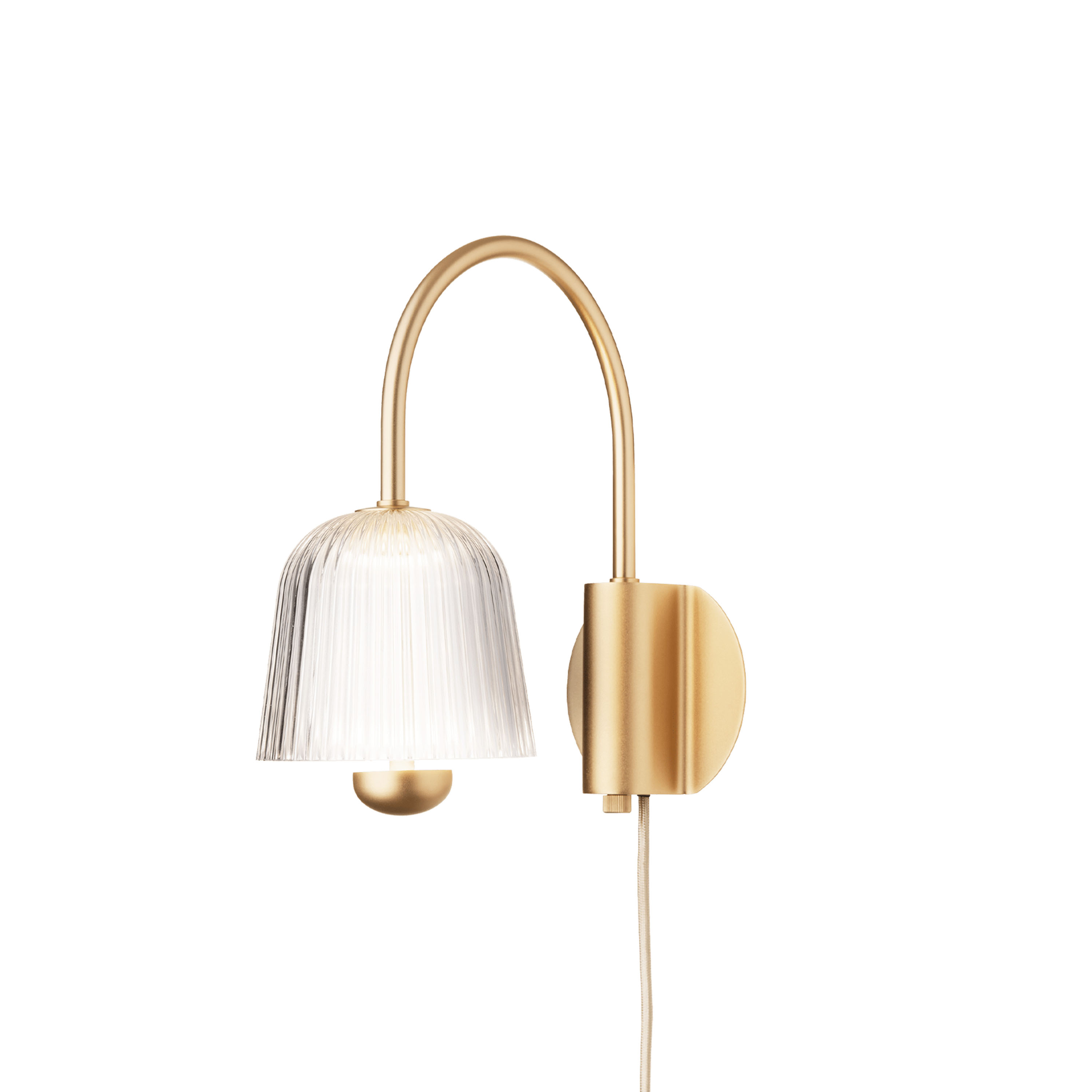 Nuura Asteea Vägglampa Satin Brass/Ripple Clear