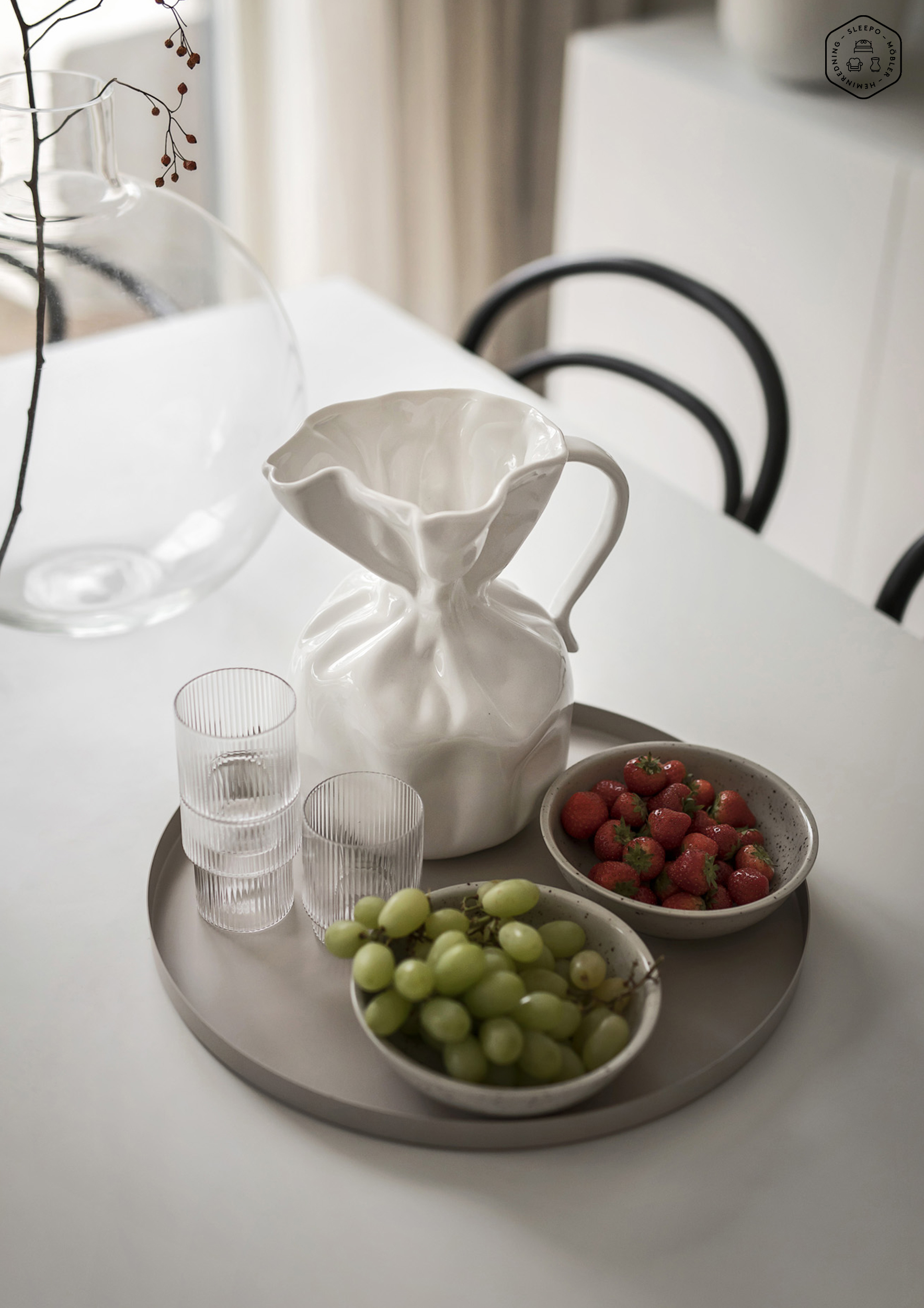 Byon Crumple Vase/Kanne Weiß 26cm