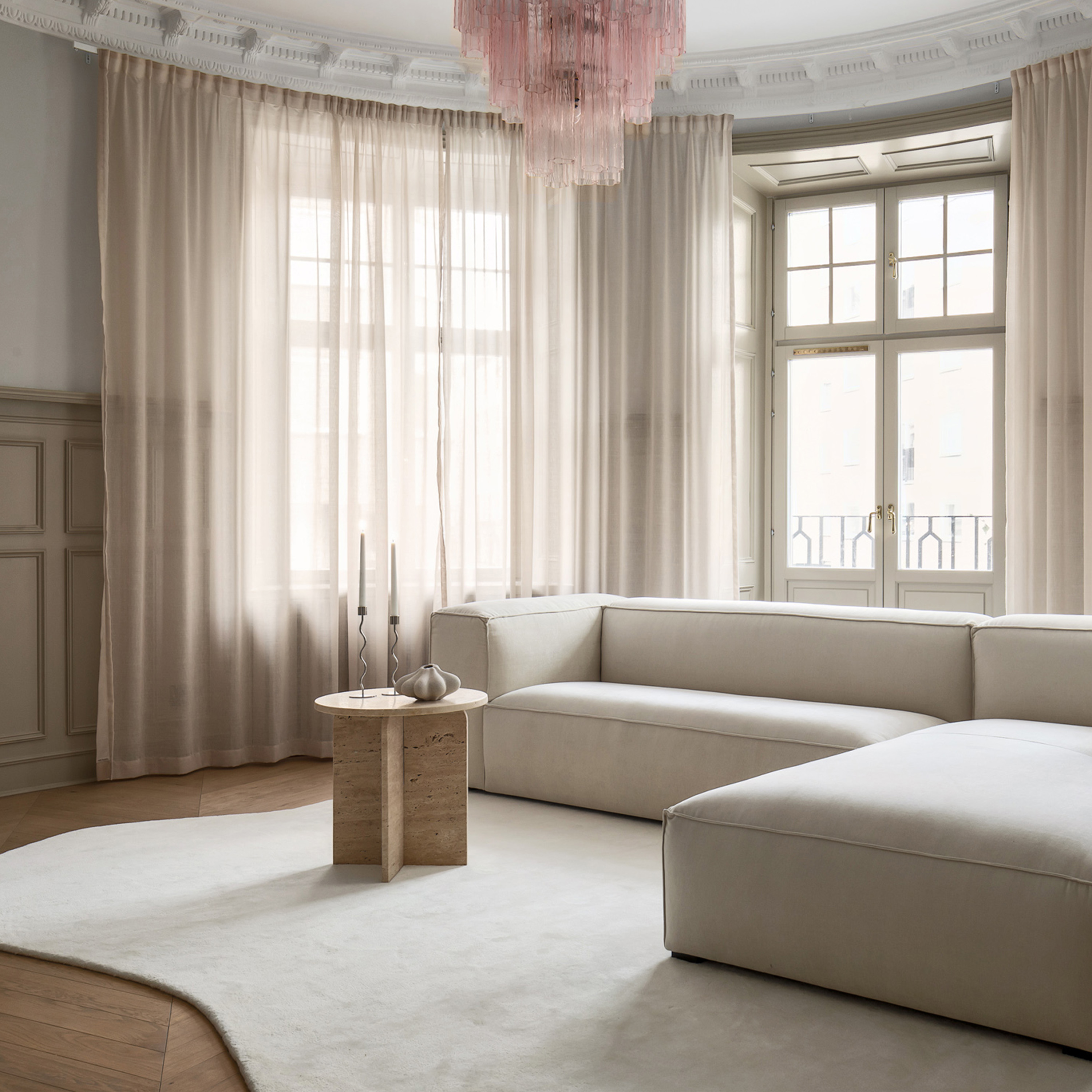 Sleepo Collection Travis Sidobord Travertin Ø50