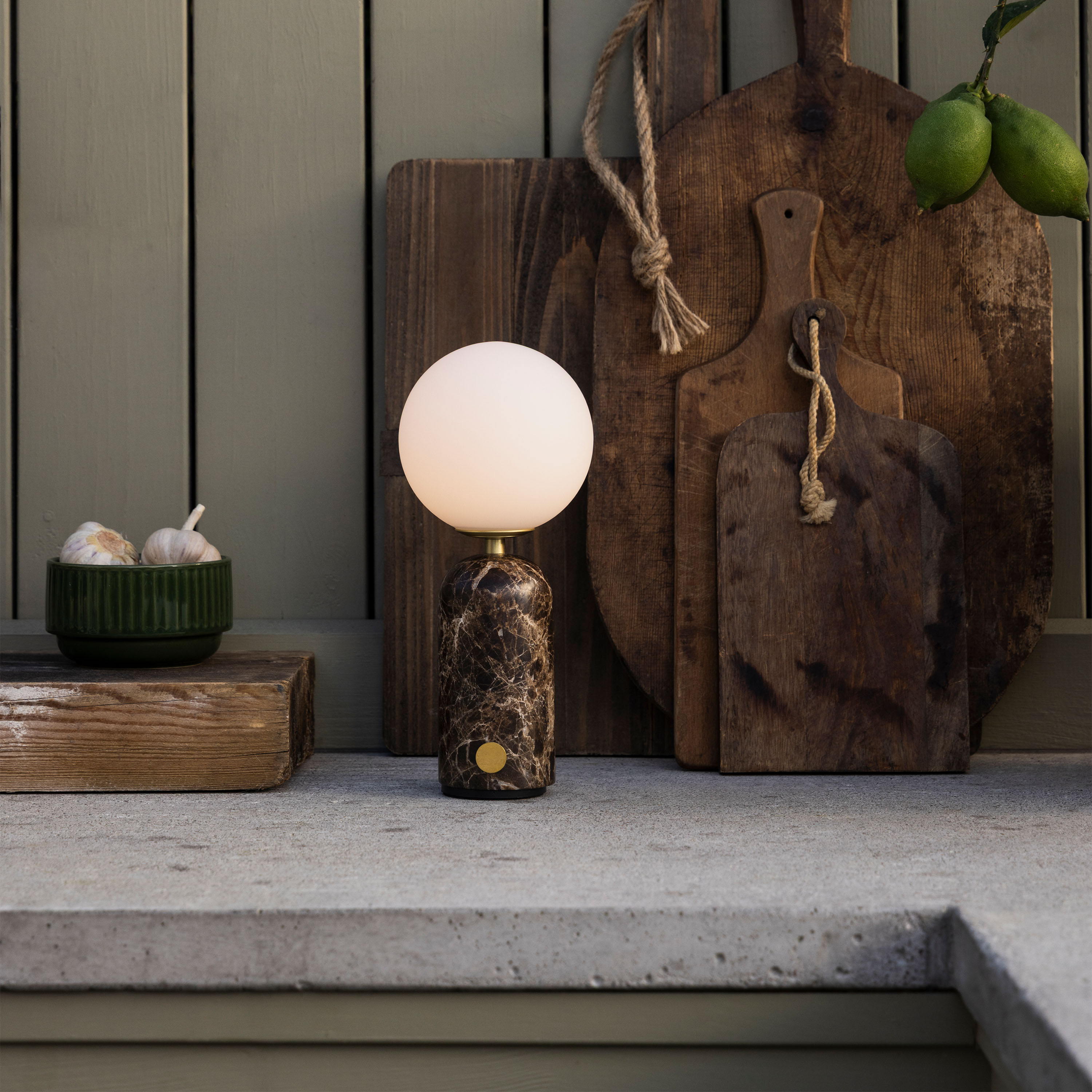 Globen Lighting Torrano Bærbar Bordlampe Brun Marmor