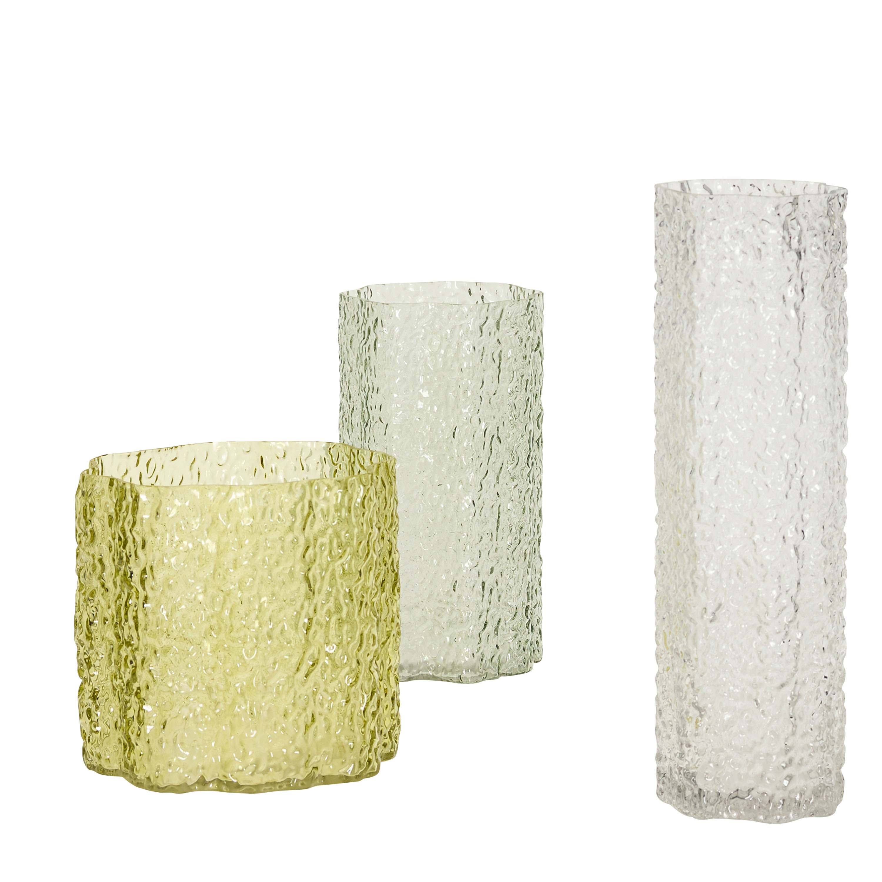Triple Vase Green Clear 3-pack