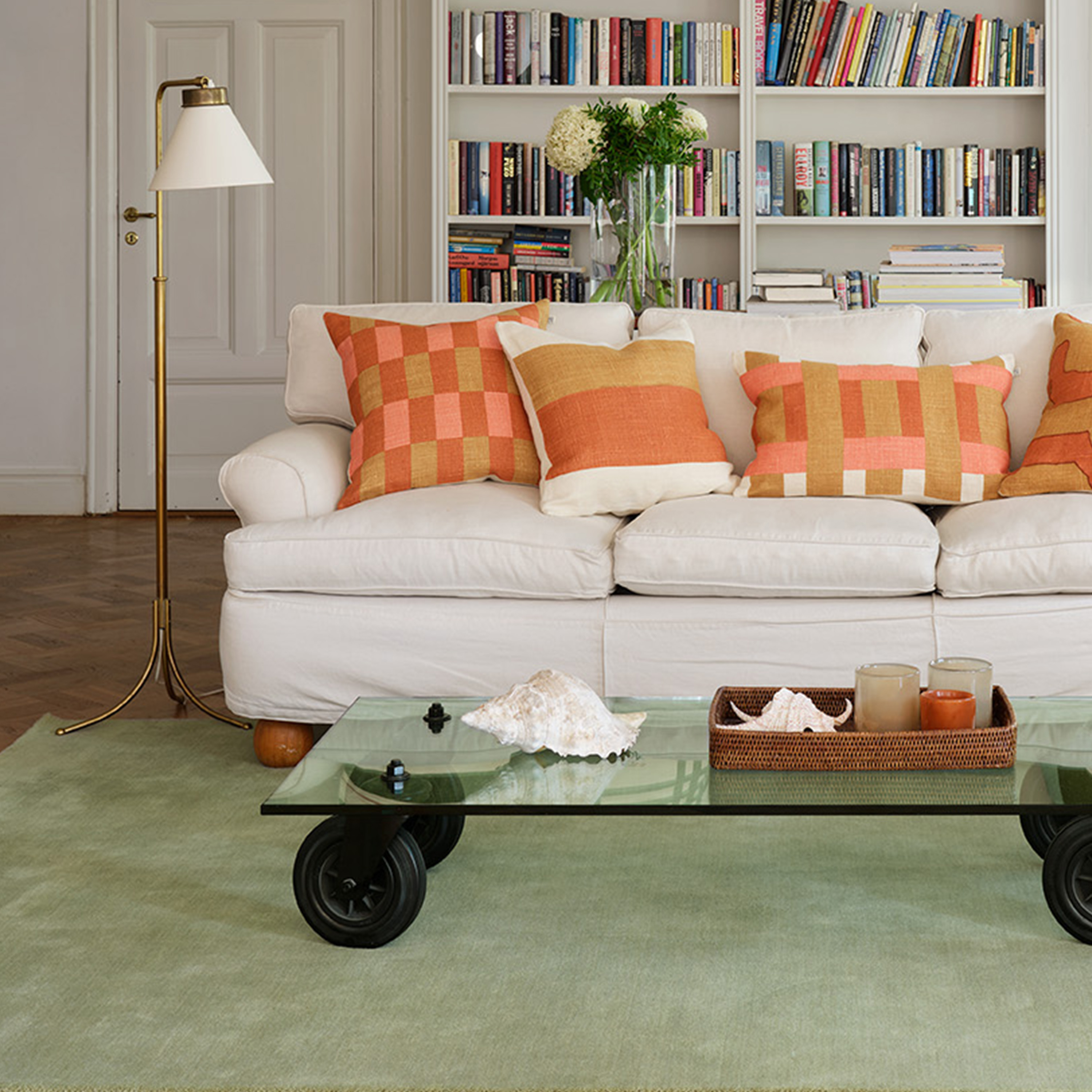 Chhatwal &amp; Jonsson Marari Kissenbezug Apricot Orange/Khaki/Rose 50x50 cm