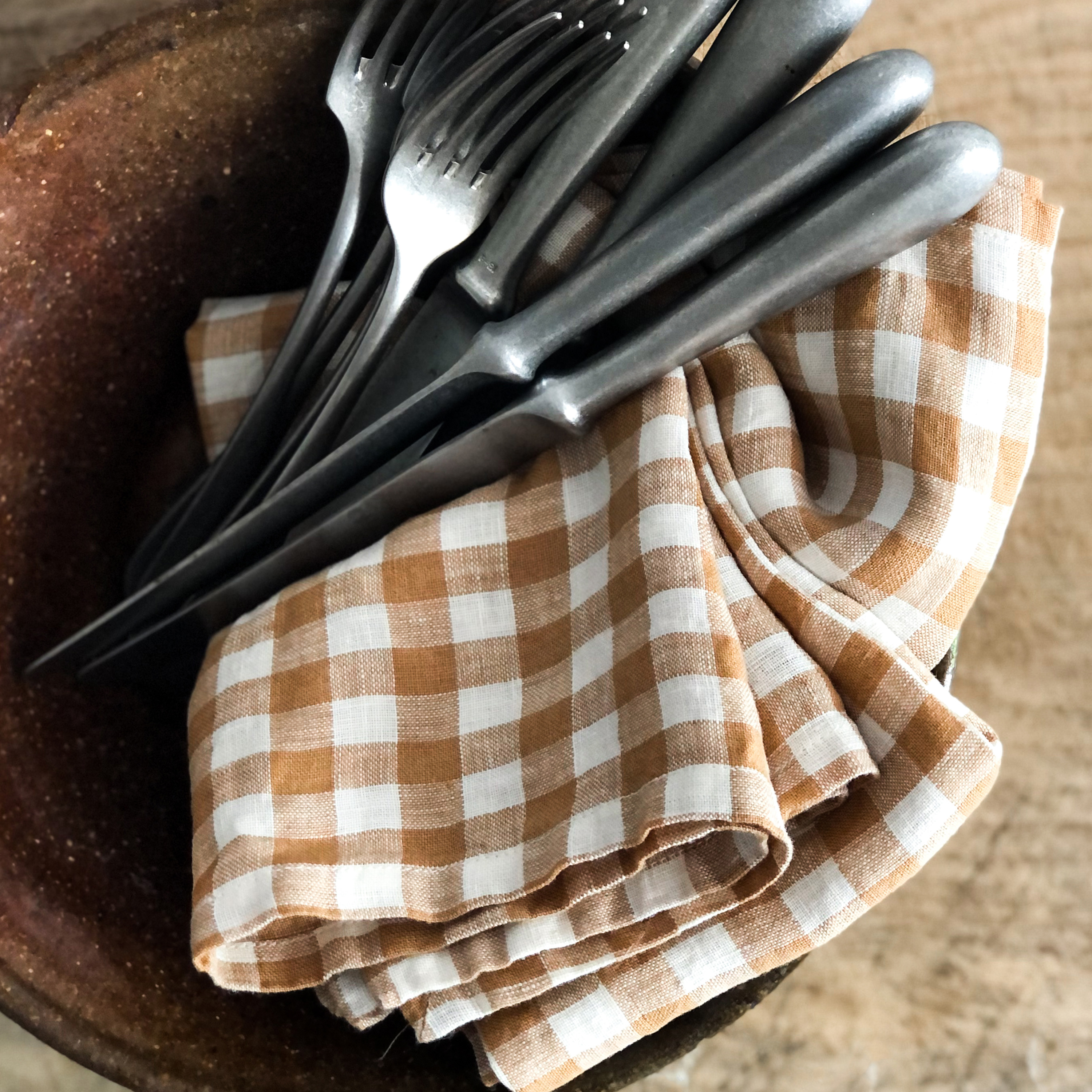 Tell me more Servett Linne Gingham Biscuit