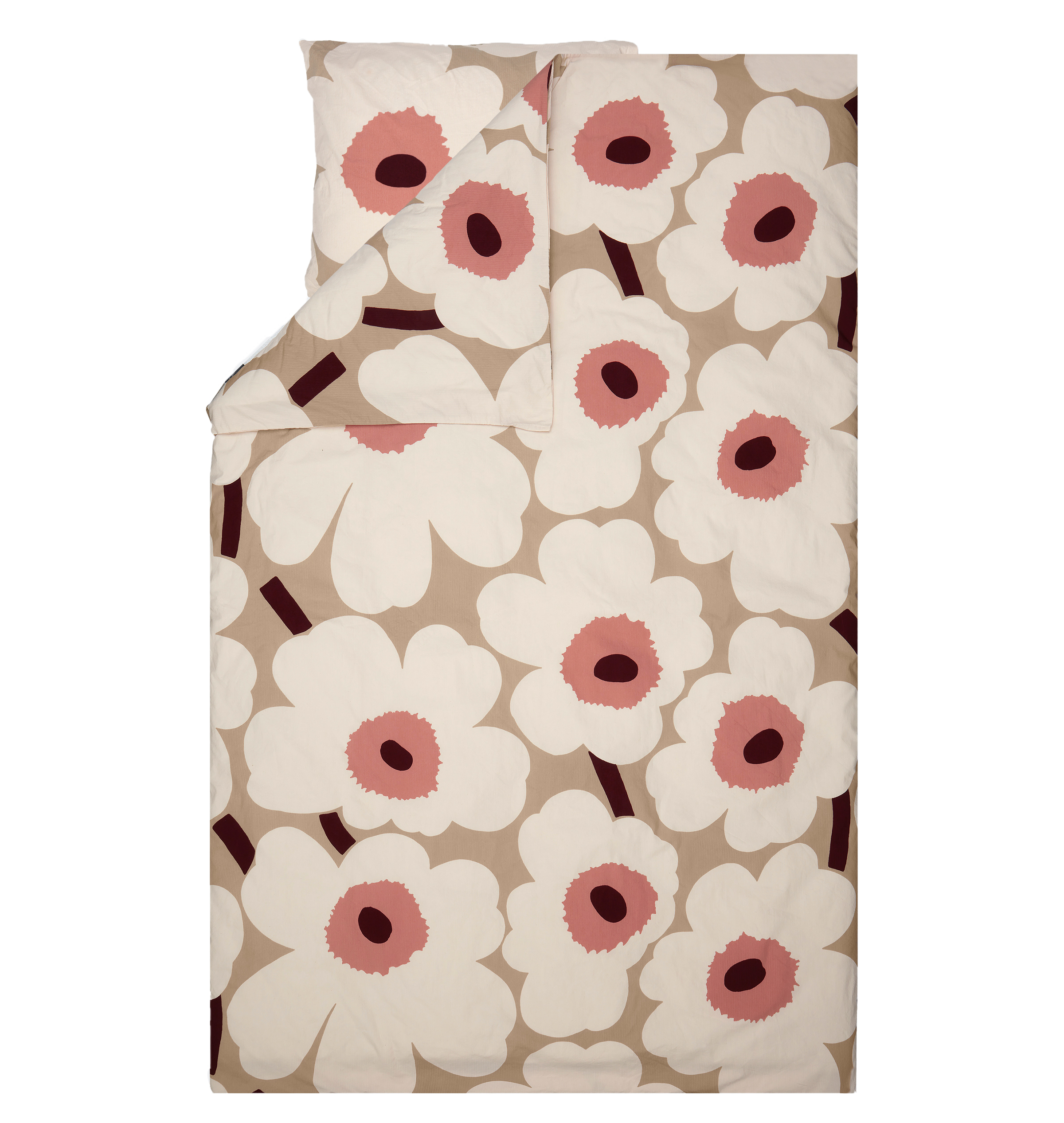 Marimekko - Unikko Påslakan Krepp Beige/Rose Enkel