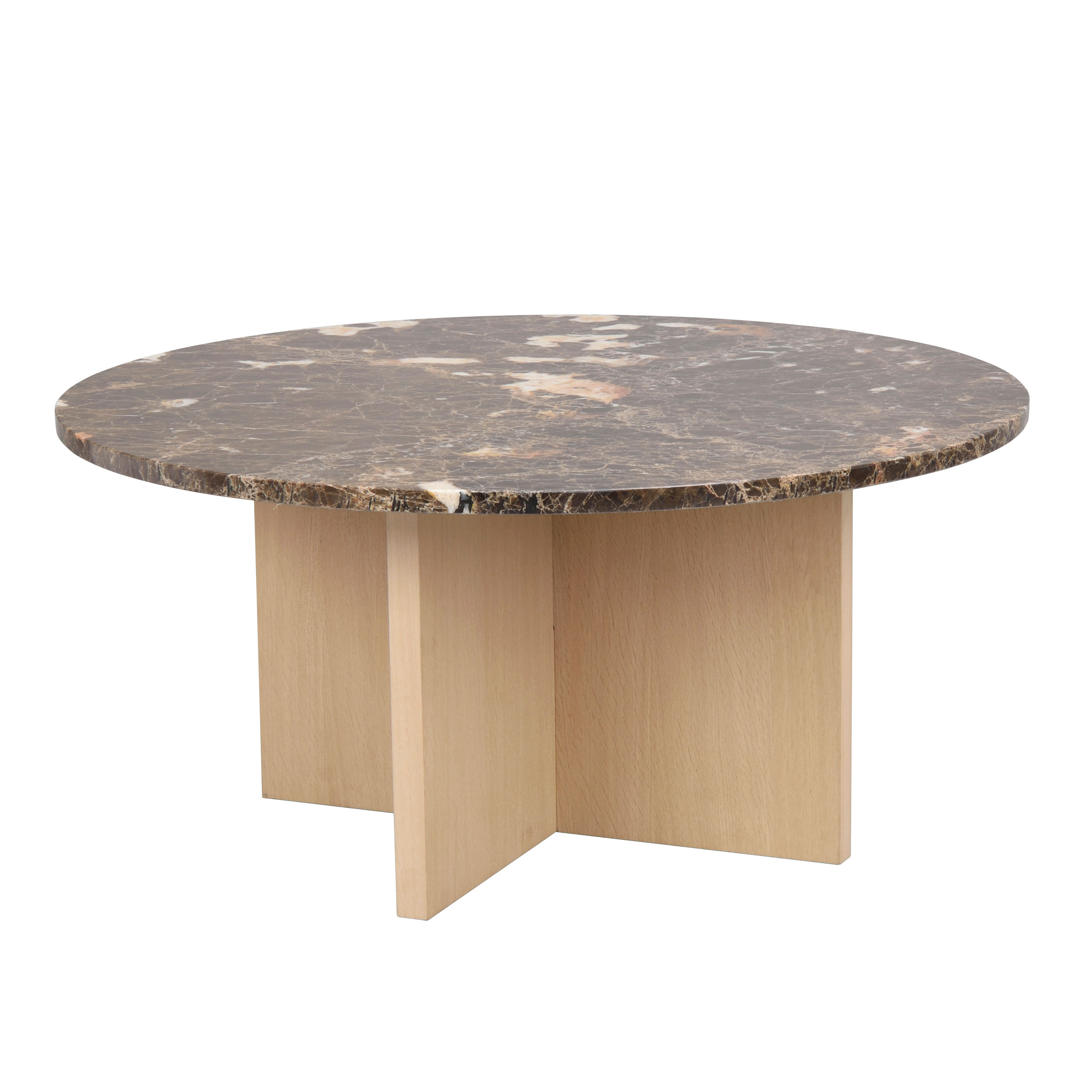 Brooksville Couchtisch Braun Marmor/Weiß pigmentiert Ø90