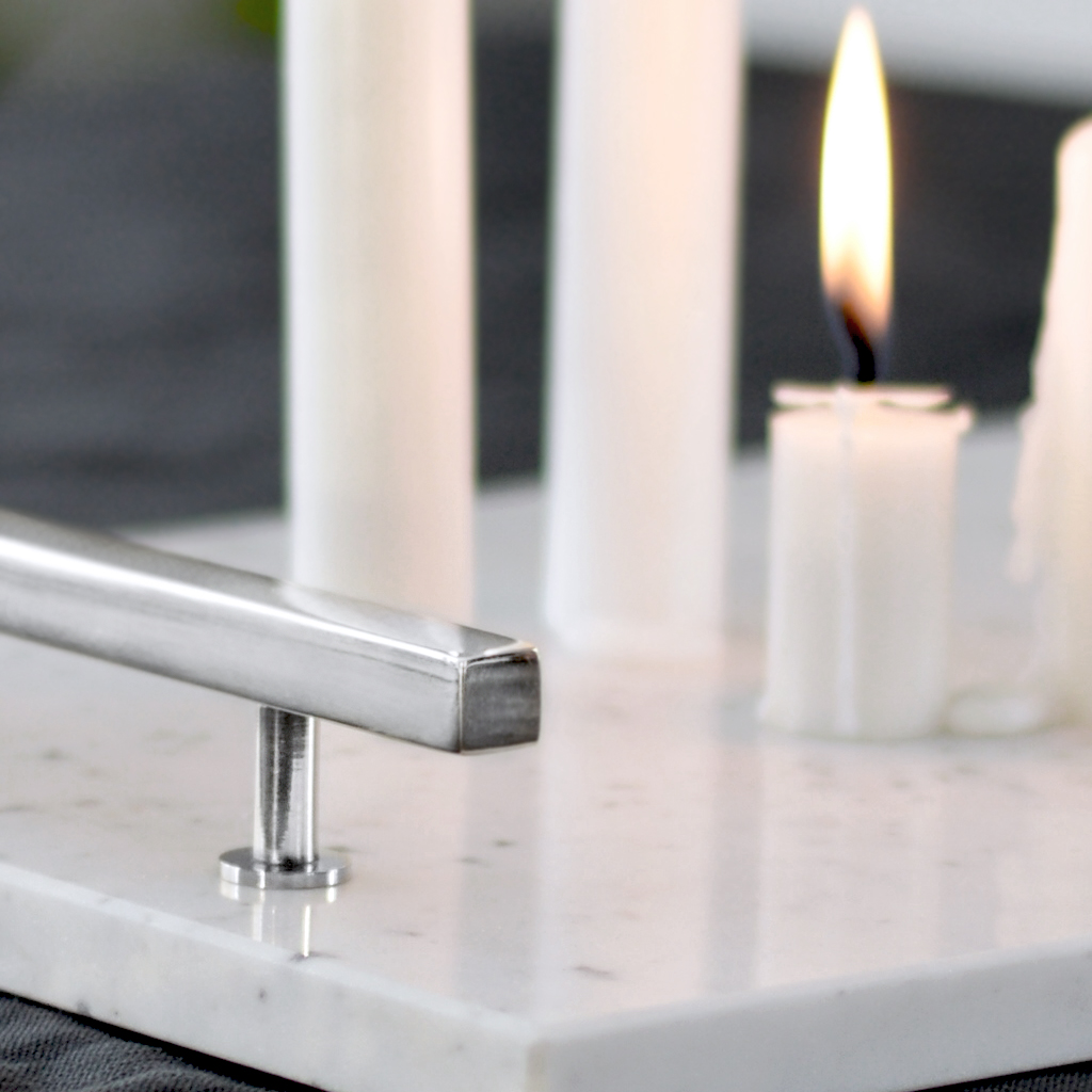 Hilke Collection Marmorbricka Vit/Silver