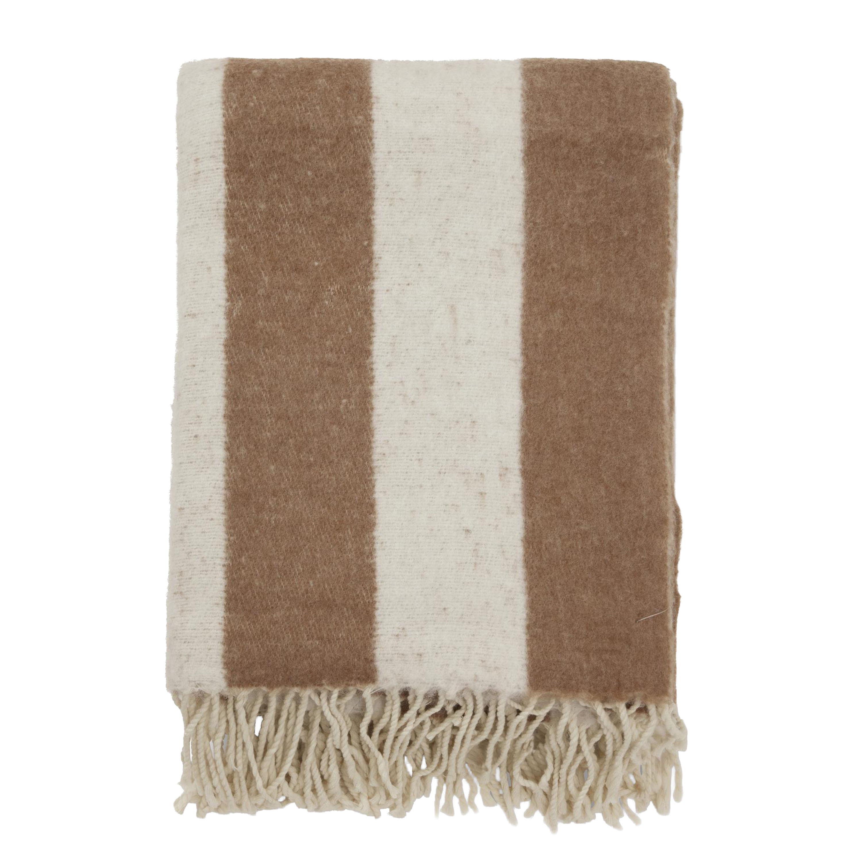 Zara blockstripe pledd brun/hvit 130x170