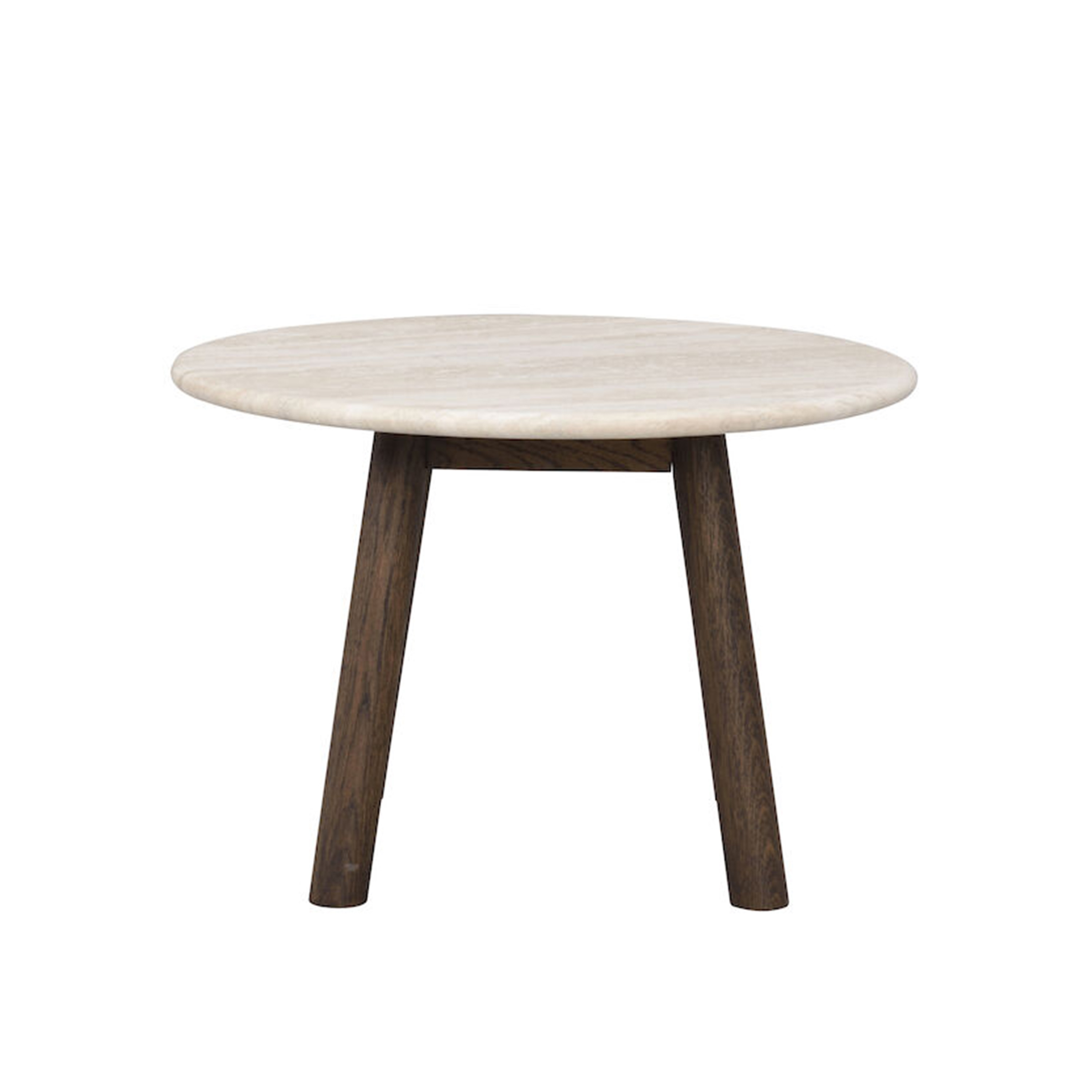 Taransay Soffbord Beige Travertin/Brun Ek Ø60
